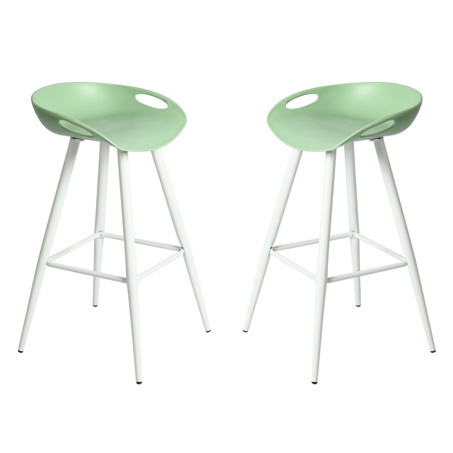 Fiyan Modern Metal Leg Barstool with Plastic seat Set of 2