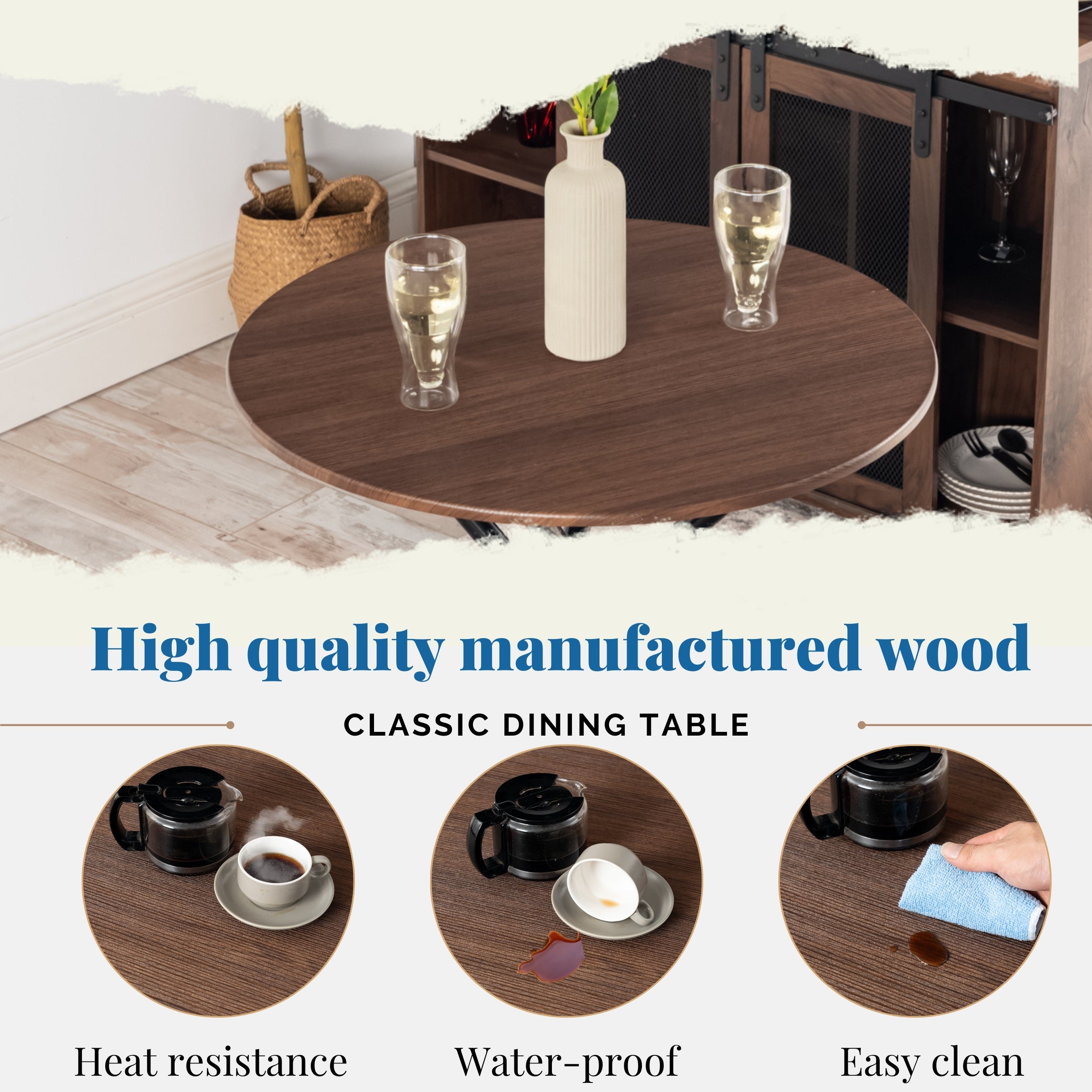 Fontana Modern 31.5" Wooden Round Dining Table