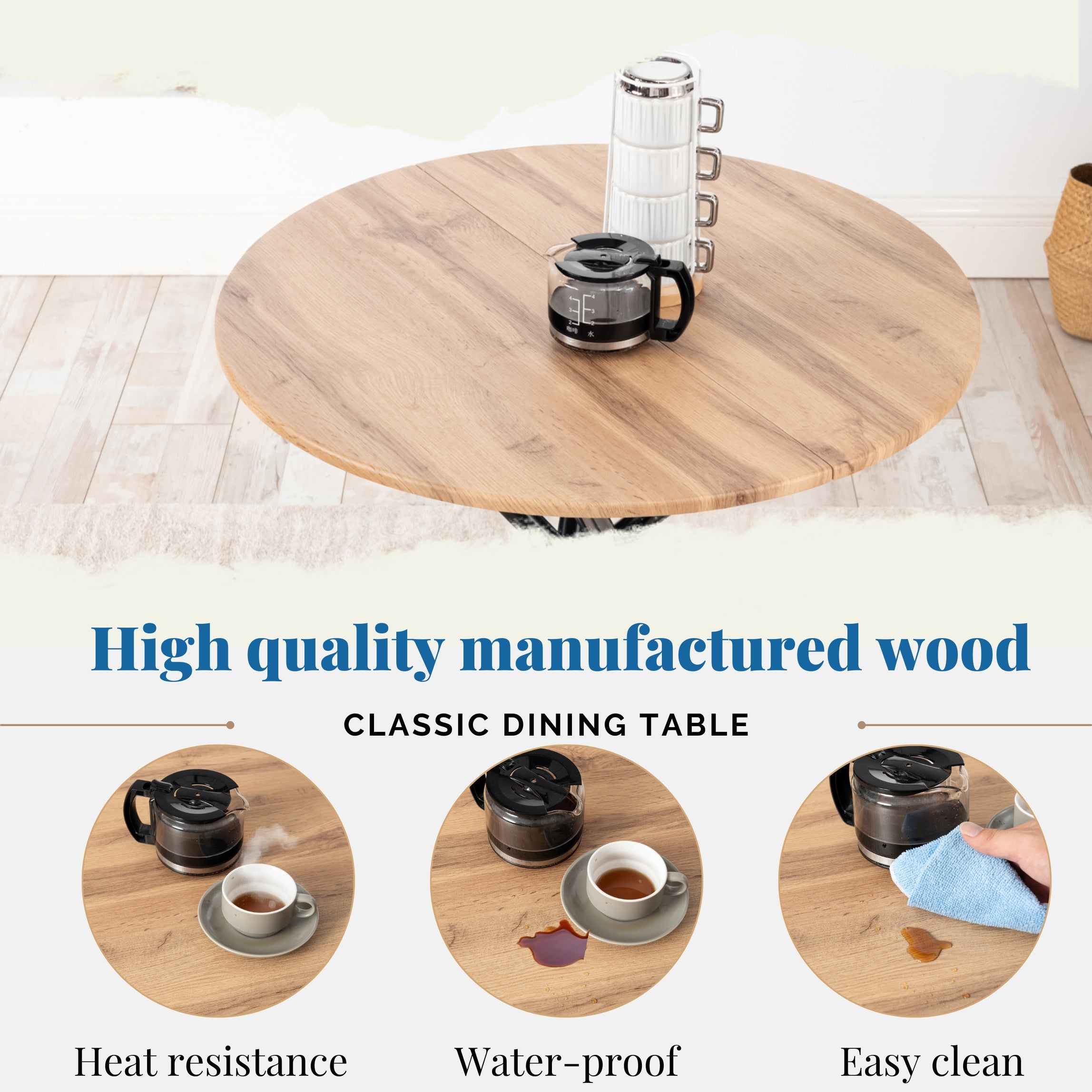 Fontana Modern 31.5" Wooden Round Dining Table