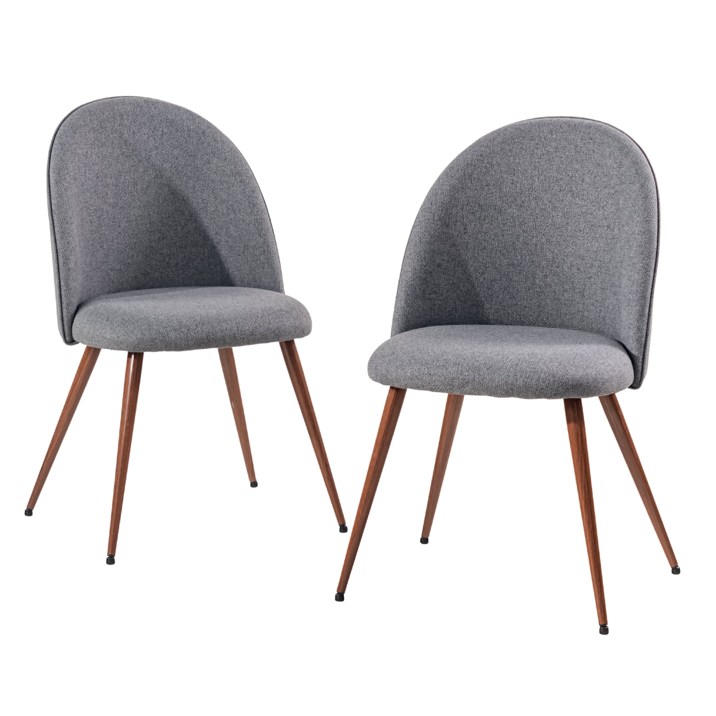 Haven Fabric Dining Chair Set of 2, High Back, Walnut Wood Legs