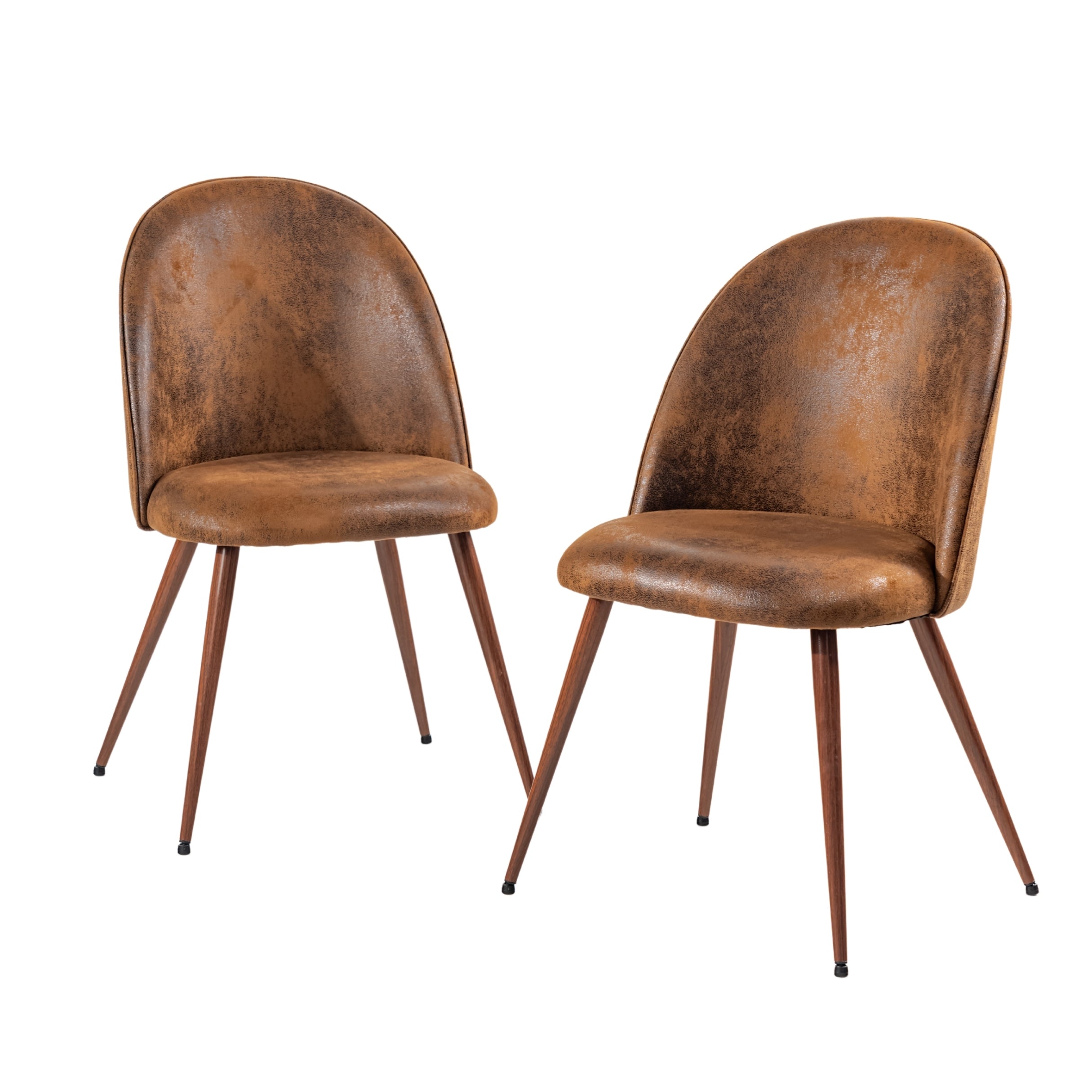 Haven Fabric Dining Chair Set of 2, High Back, Walnut Wood Legs