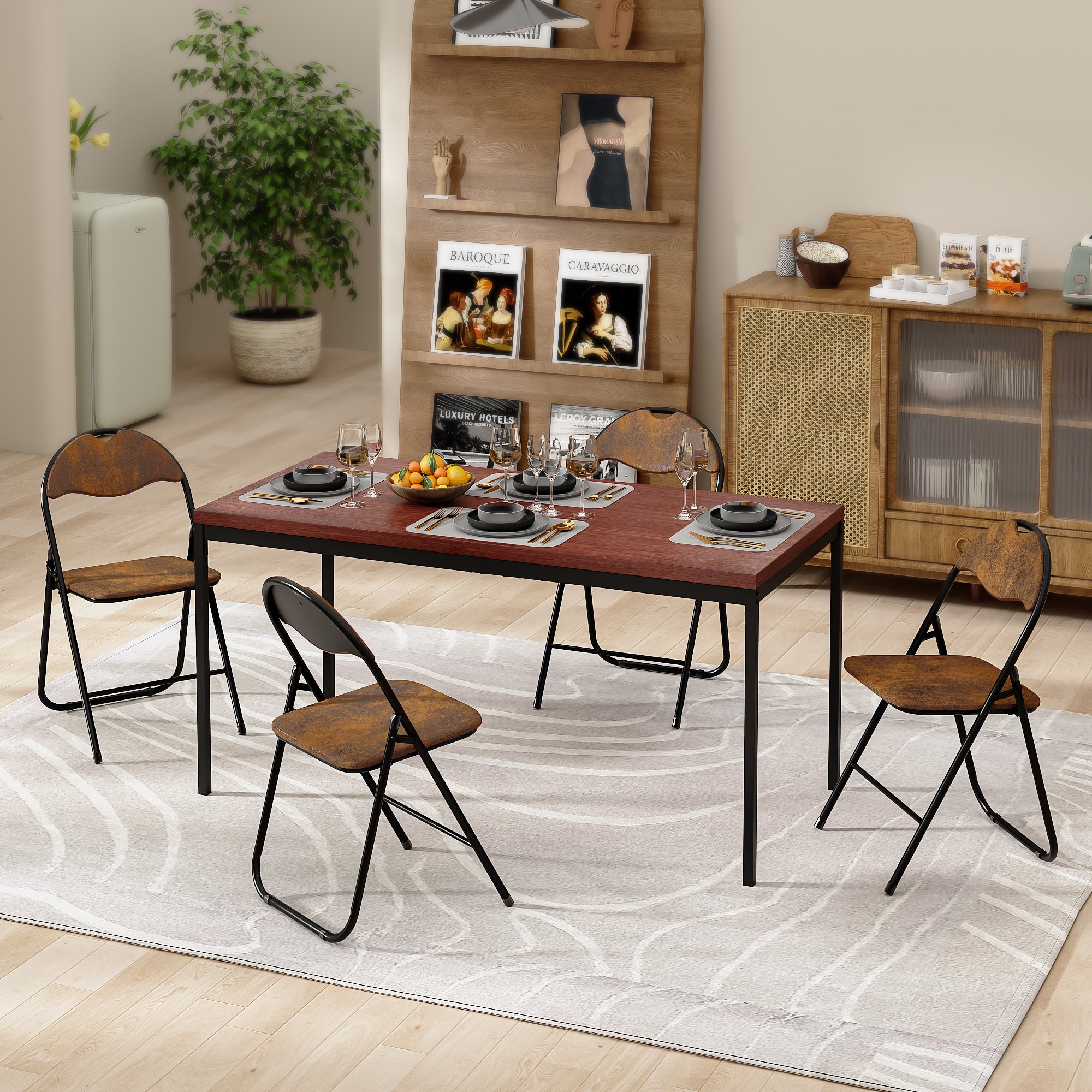 Peacock Brown Morden Folding Dining Chair Set of 4