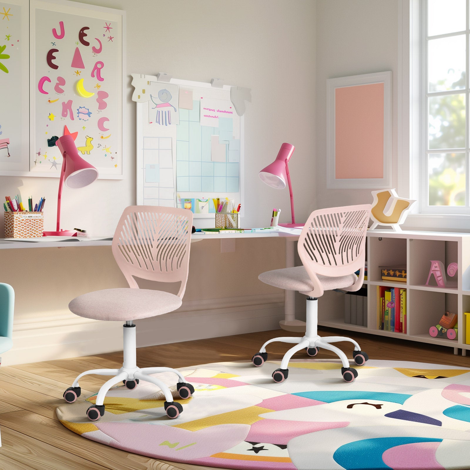 Carnation Fabric Study Chair - Morandi Colors, Ergonomic Design