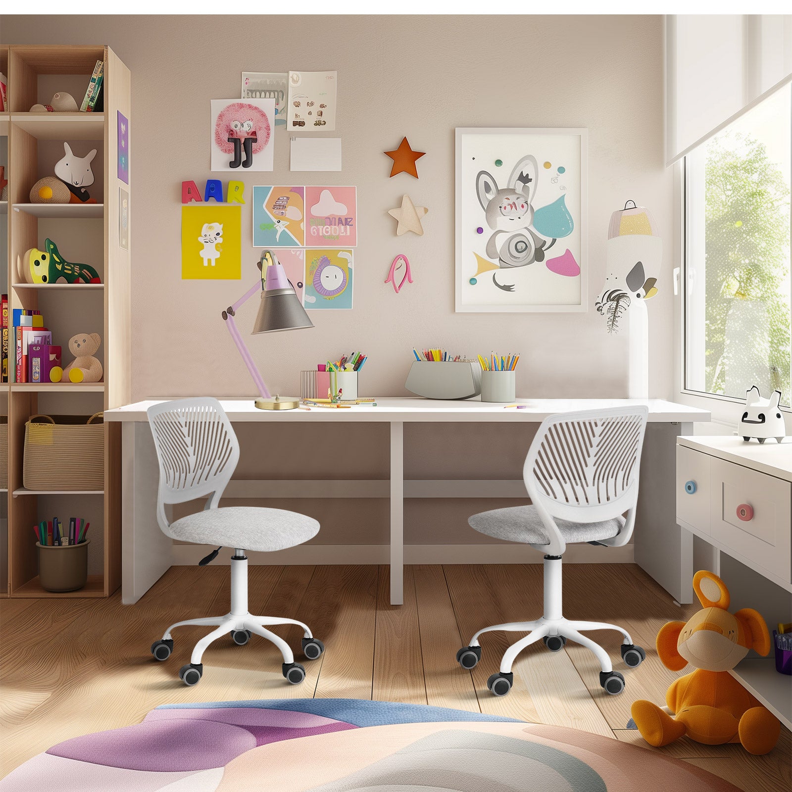 Carnation Fabric Study Chair - Morandi Colors, Ergonomic Design