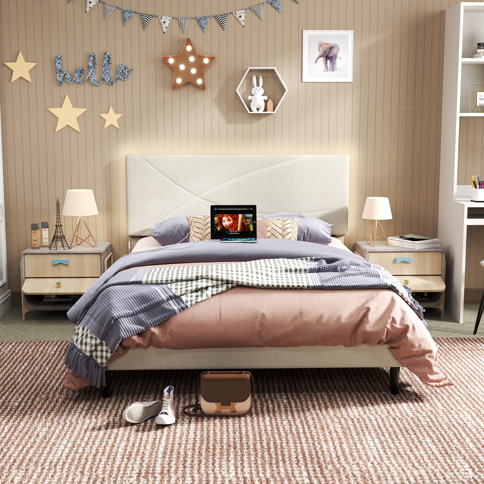 Foothill Modern Upholstered Bed Frame with LED Headboard