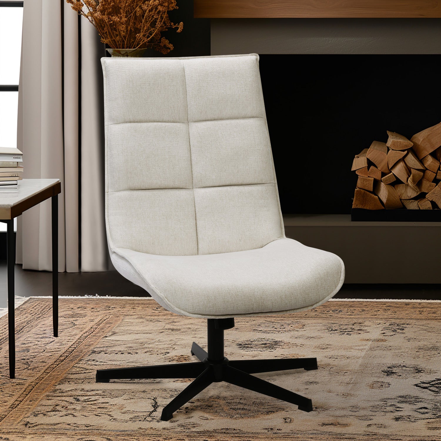 Lucks Swivel Lounge Chair with Fabric Upholstery, For Home or Office