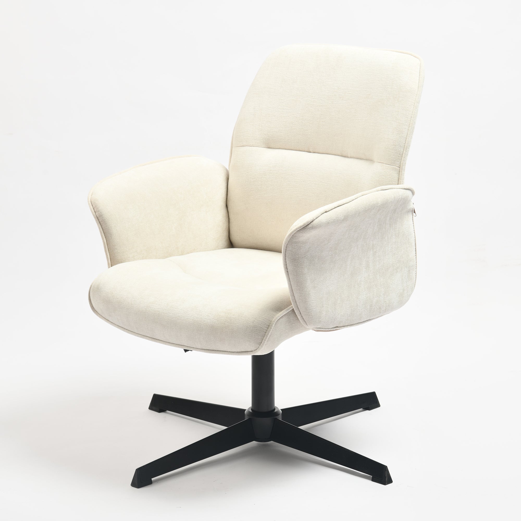 Thomasina Adjustable Office Chair in Beige & Suede Brown