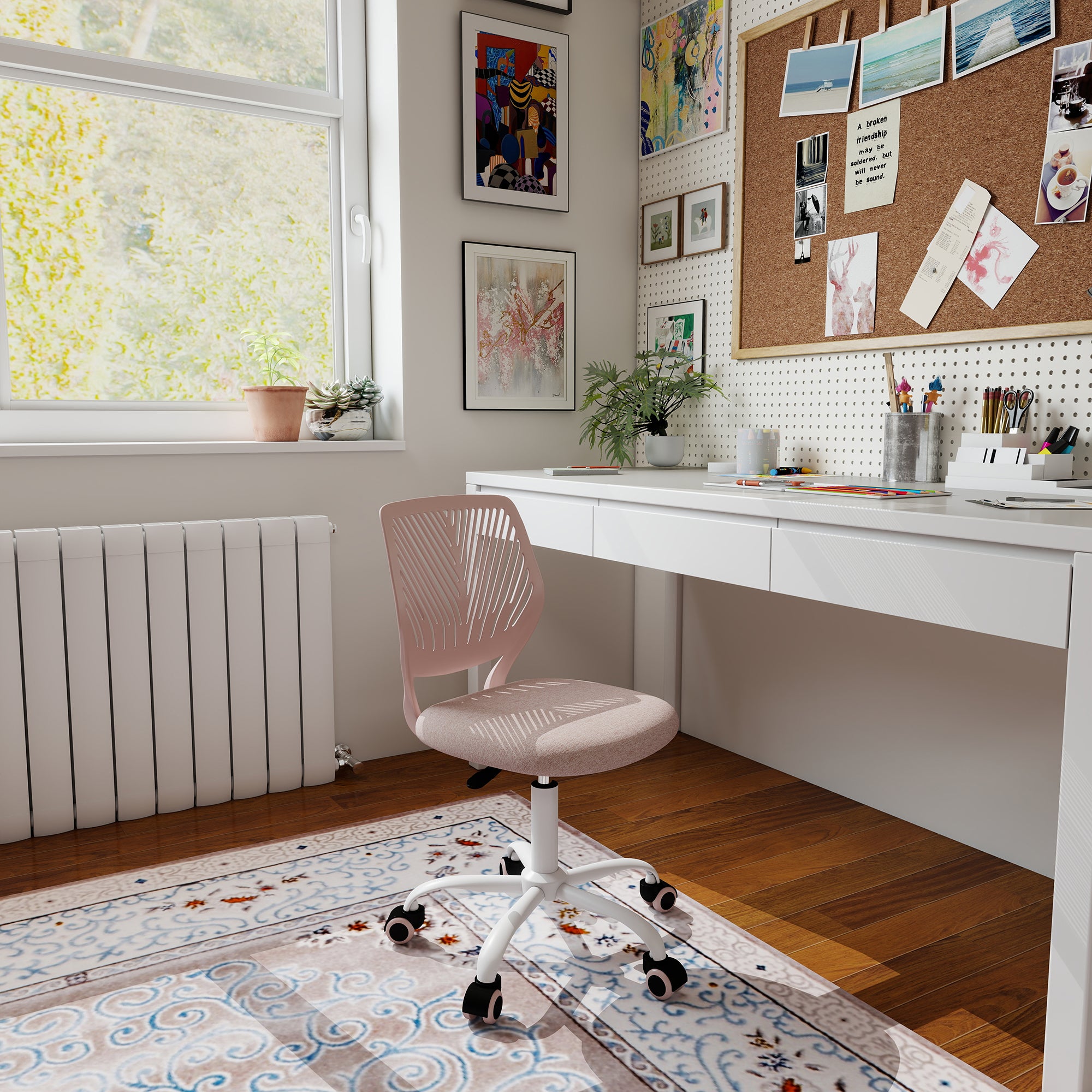 Carnation Fabric Study Chair - Morandi Colors, Ergonomic Design