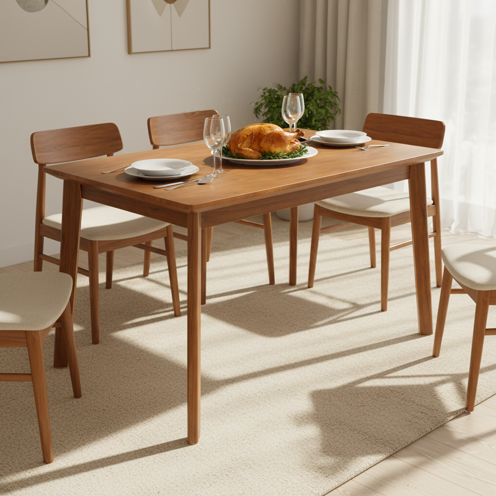 Seine Rubber Wood Modern 47" Dining Table