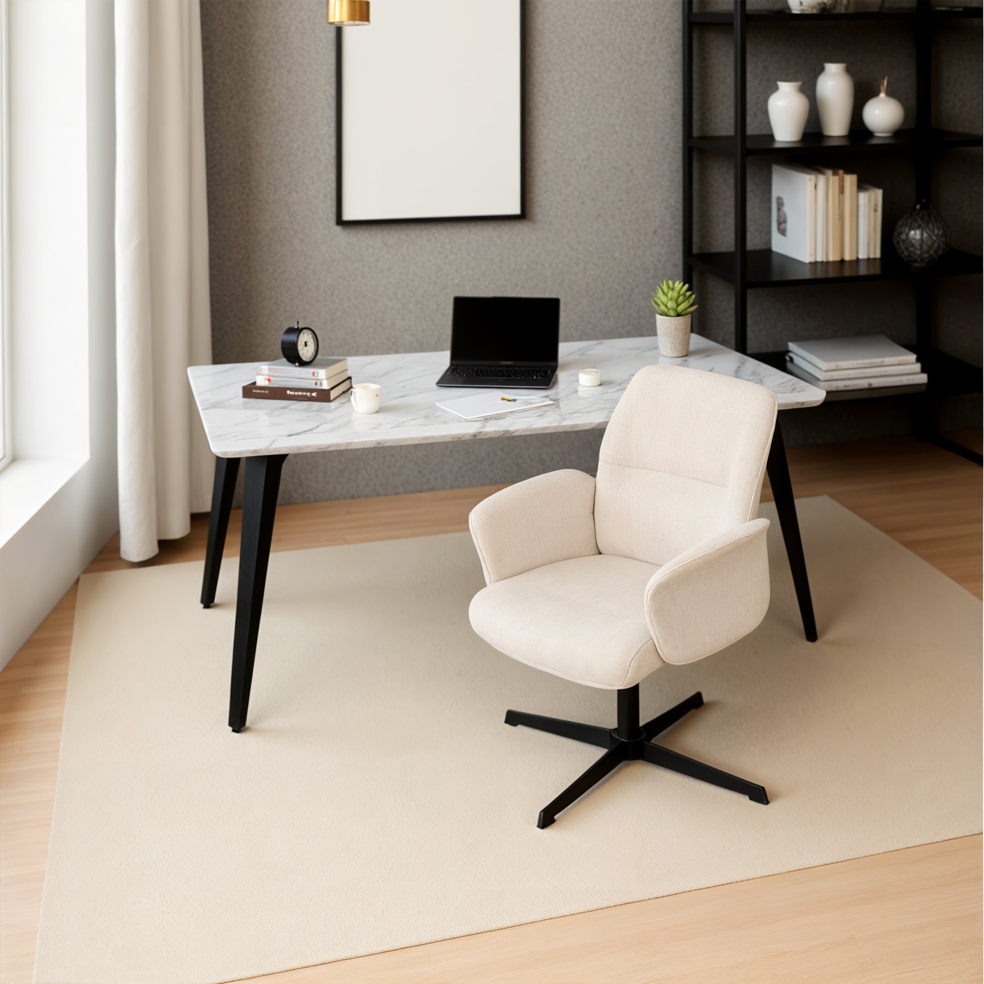 Thomasina Adjustable Office Chair in Beige