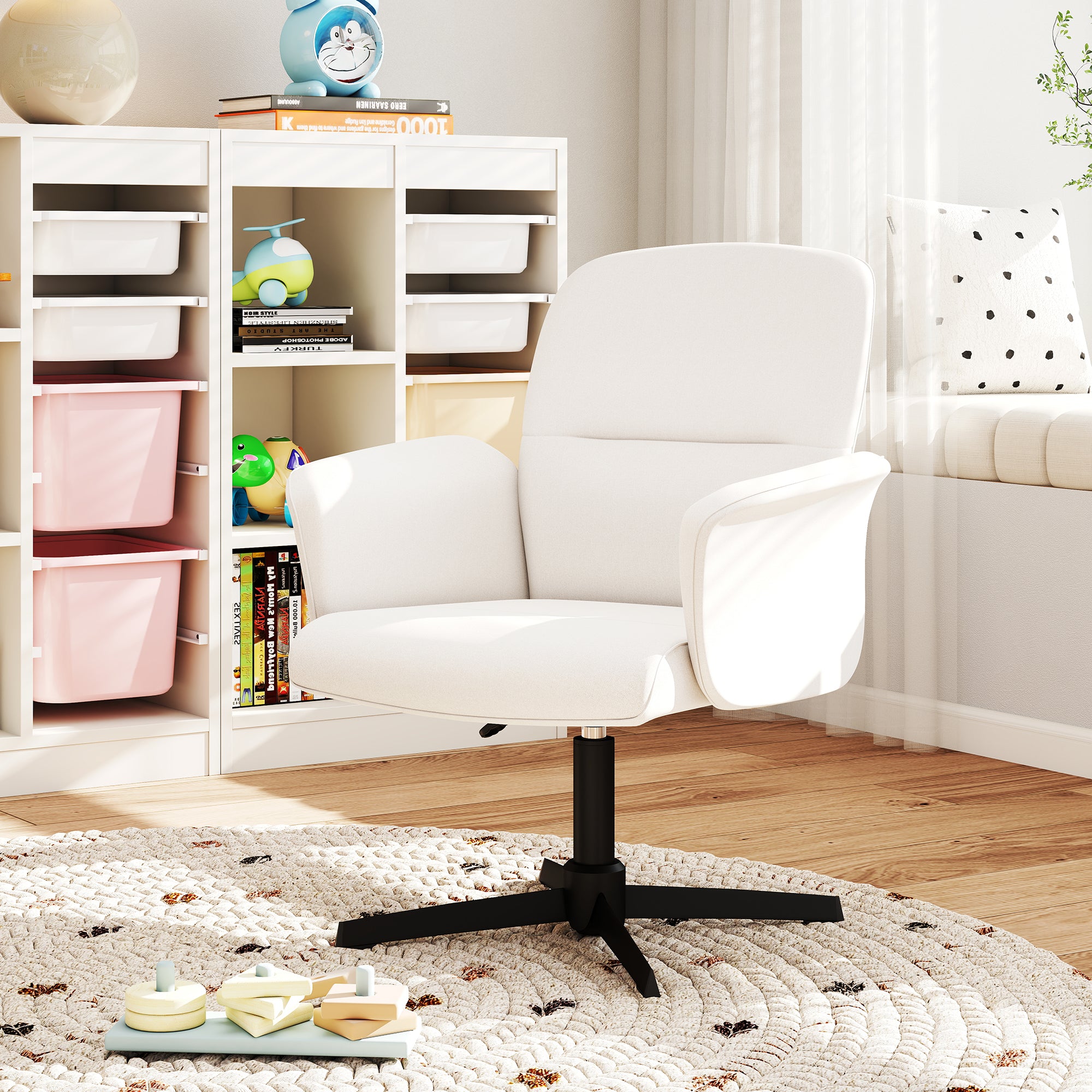 Thomasina Adjustable Office Chair in Beige & Suede Brown