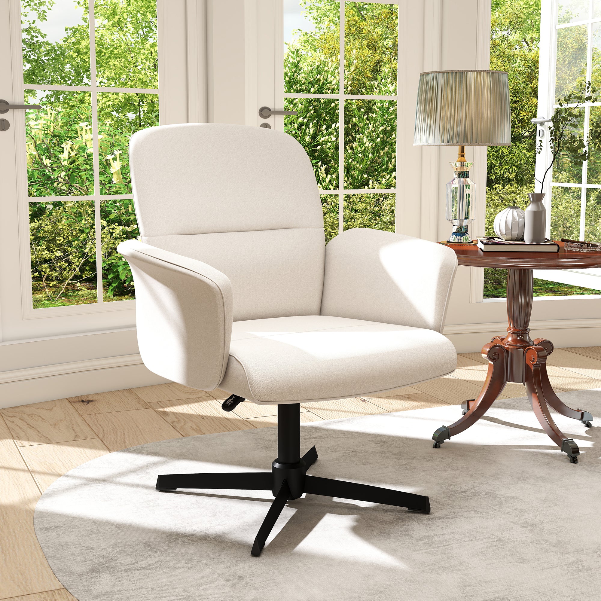 Thomasina Adjustable Office Chair in Beige & Suede Brown