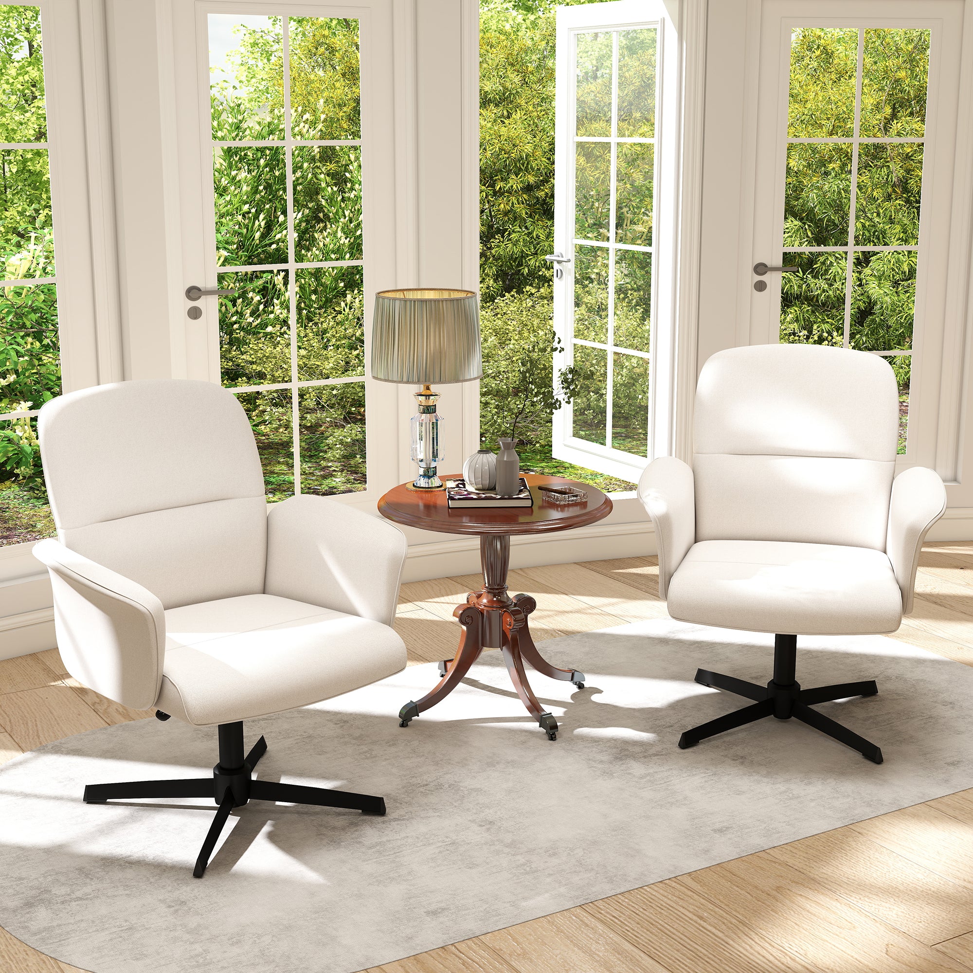 Thomasina Adjustable Office Chair in Beige & Suede Brown