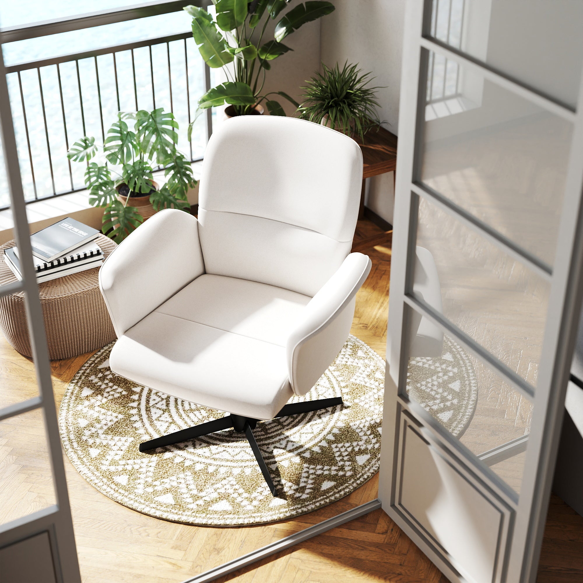 Thomasina Adjustable Office Chair in Beige & Suede Brown