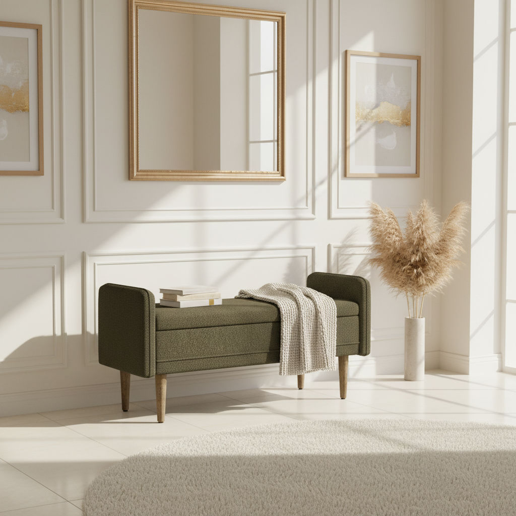 Napa Teddy Fabric Ottoman Storage Bench