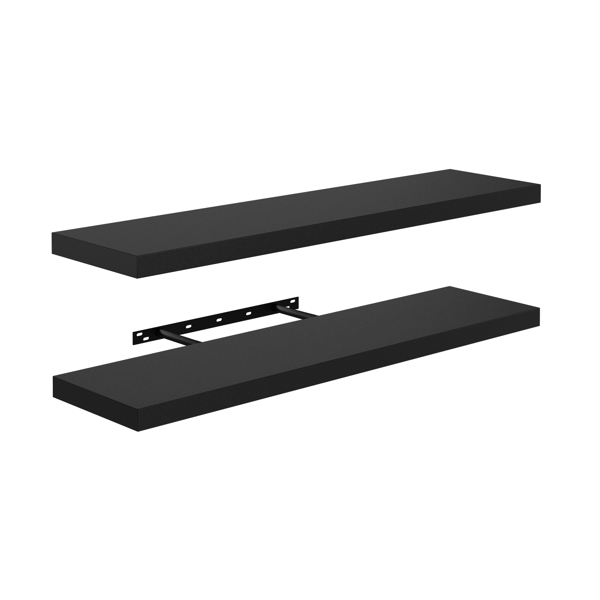 KARI Floating Shelves Set of 2, 31.5 x 9.2 in, Black Wall Shelves with Hidden Brackets for Living Room Bathroom Bedroom