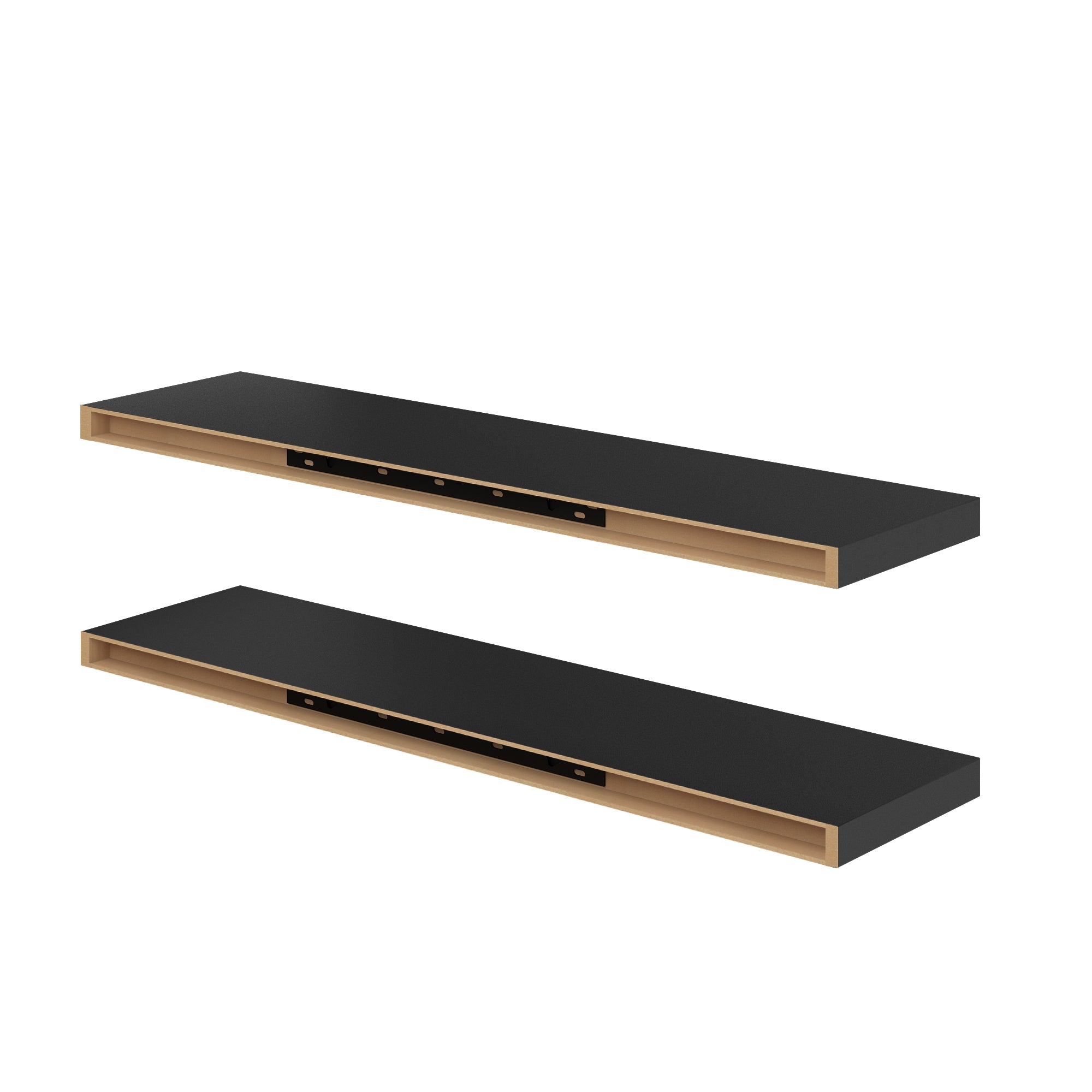 KARI Floating Shelves Set of 2, 31.5 x 9.2 in, Black Wall Shelves with Hidden Brackets for Living Room Bathroom Bedroom
