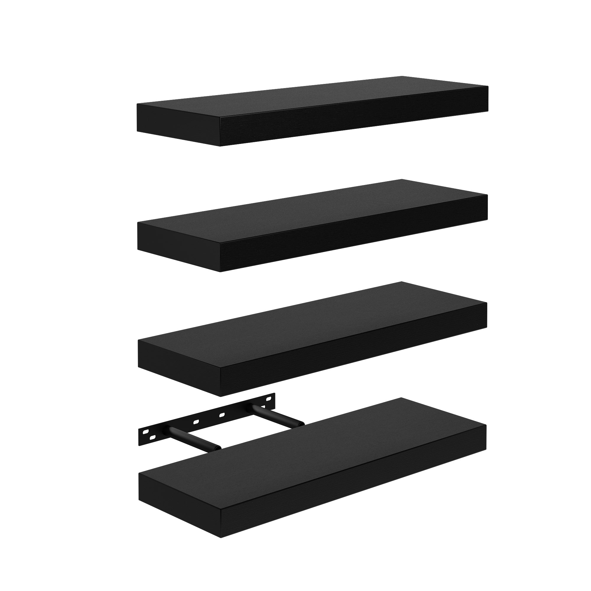 KARI Floating Shelves Set of 2, 31.5 x 9.2 in, Black Wall Shelves with Hidden Brackets for Living Room Bathroom Bedroom