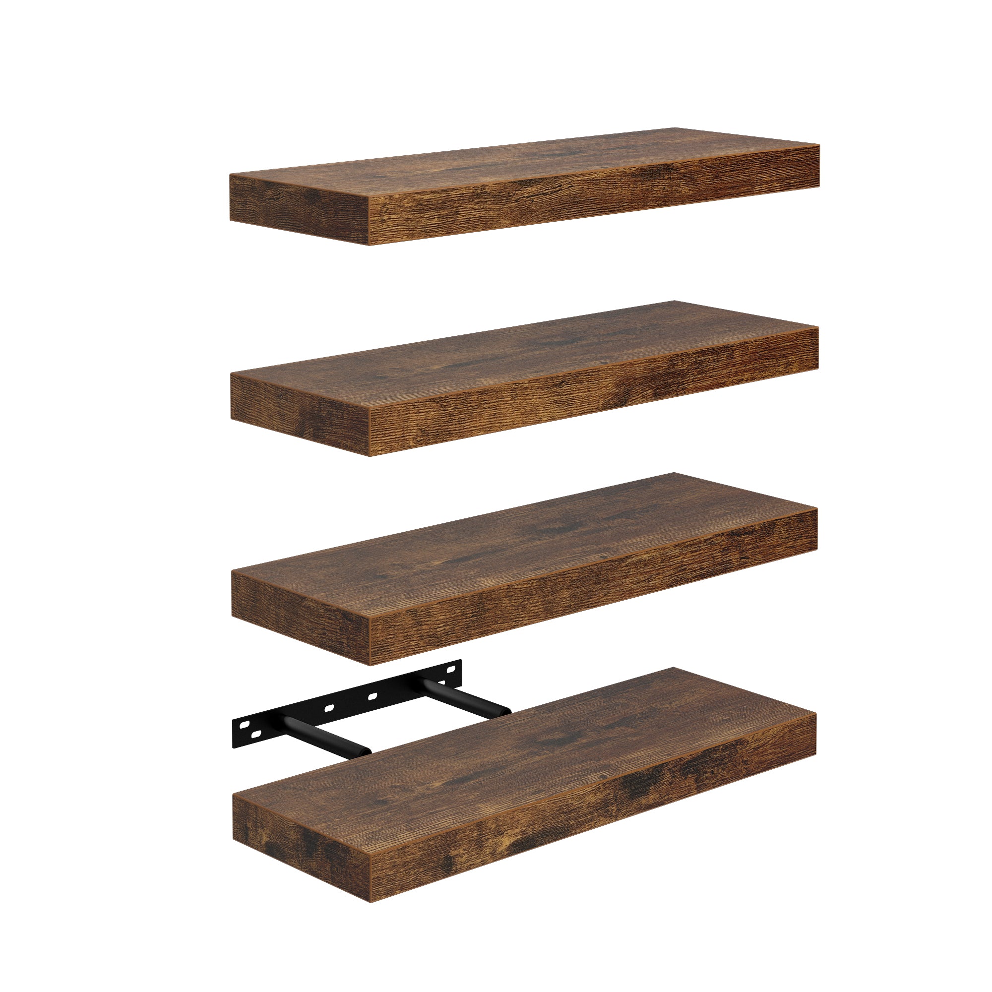 KARI Floating Shelves Set of 2, 31.5 x 9.2 in, Black Wall Shelves with Hidden Brackets for Living Room Bathroom Bedroom