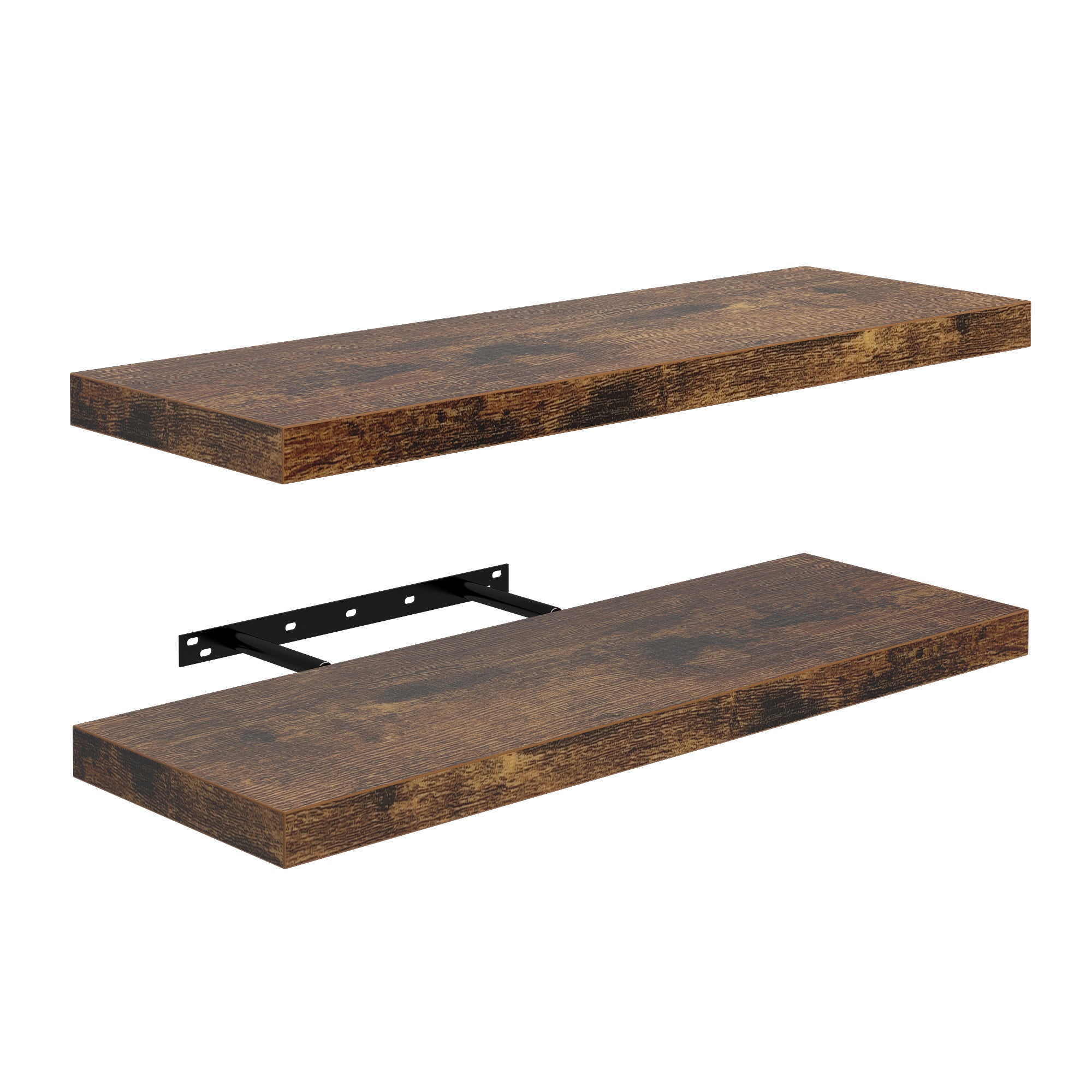 KARI Floating Shelves Set of 2, 31.5 x 9.2 in, Black Wall Shelves with Hidden Brackets for Living Room Bathroom Bedroom