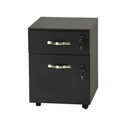 KASSADIN 2 Drawer Mobile File Cabinet, Locking Metal Filing Cabinet on Wheels for Home Office, Black Pedestal with Keys