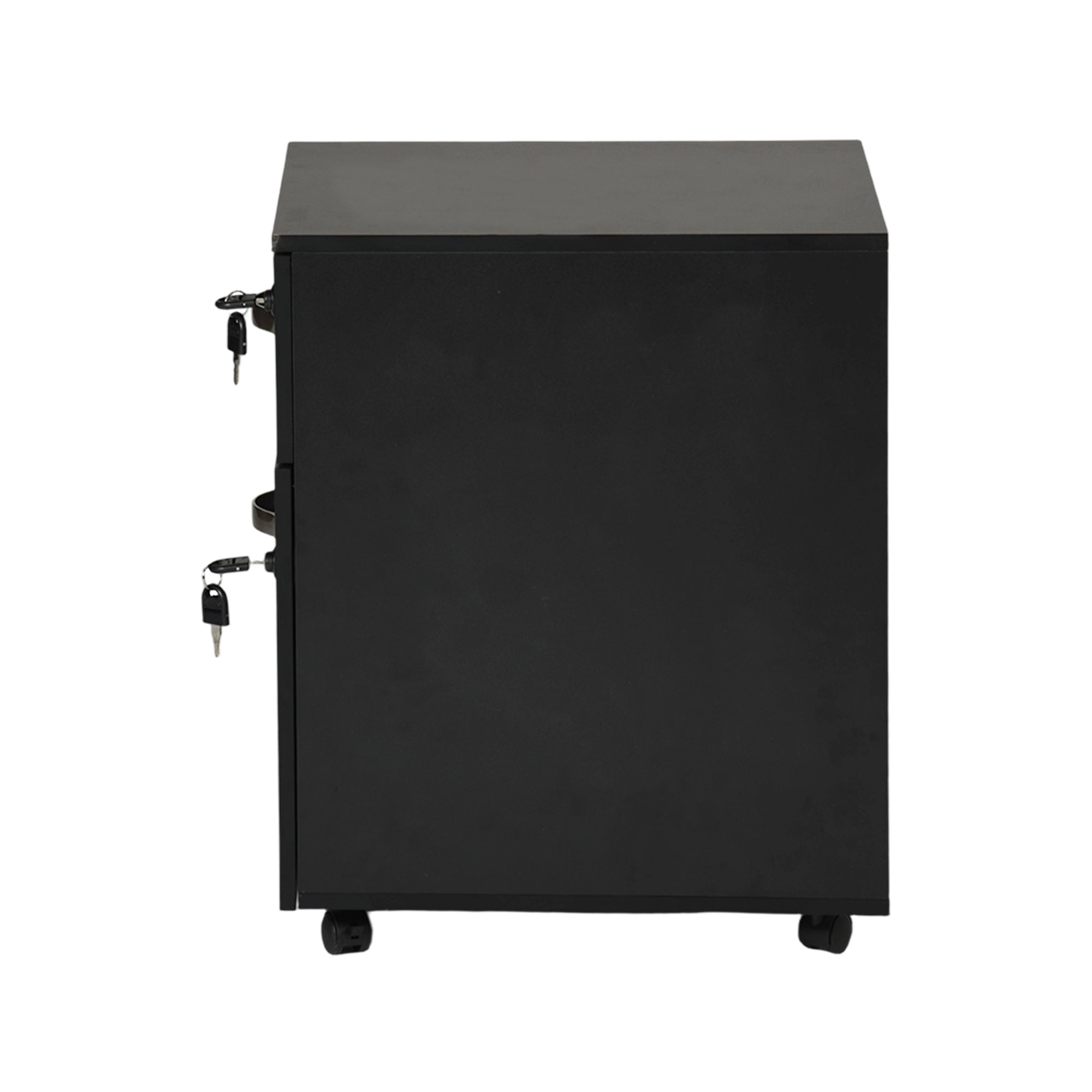 KASSADIN 2 Drawer Mobile File Cabinet, Locking Metal Filing Cabinet on Wheels for Home Office, Black Pedestal with Keys
