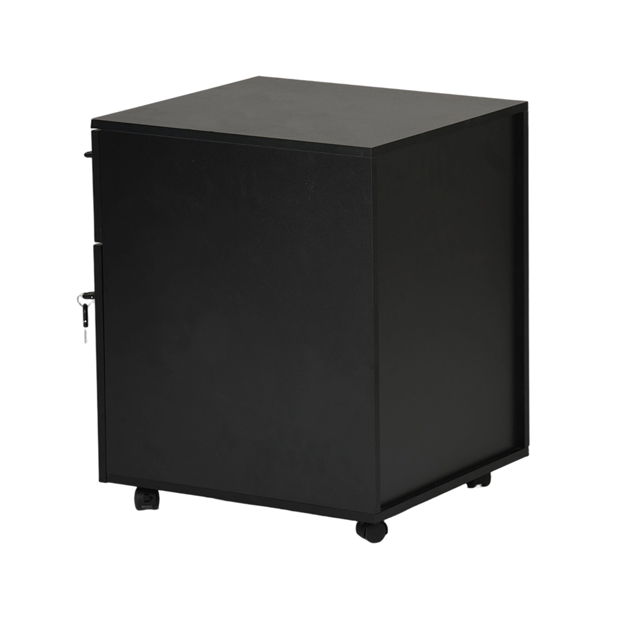 KASSADIN 2 Drawer Mobile File Cabinet, Locking Metal Filing Cabinet on Wheels for Home Office, Black Pedestal with Keys