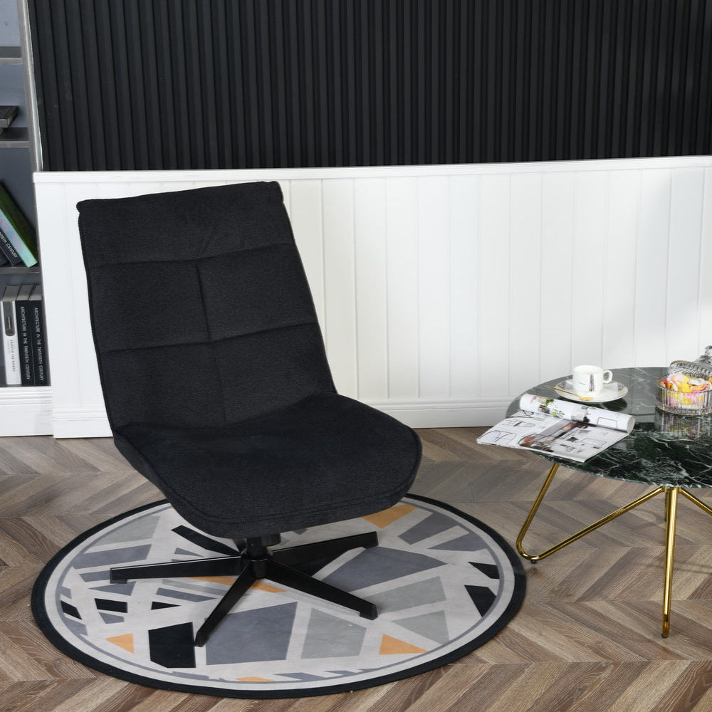 Lucks Modern Lounge Swivel Chair with Metal Frame, Virgin Foam Cushion, and Beige Fabric Upholstery,for Home or Office-HOMY CASA