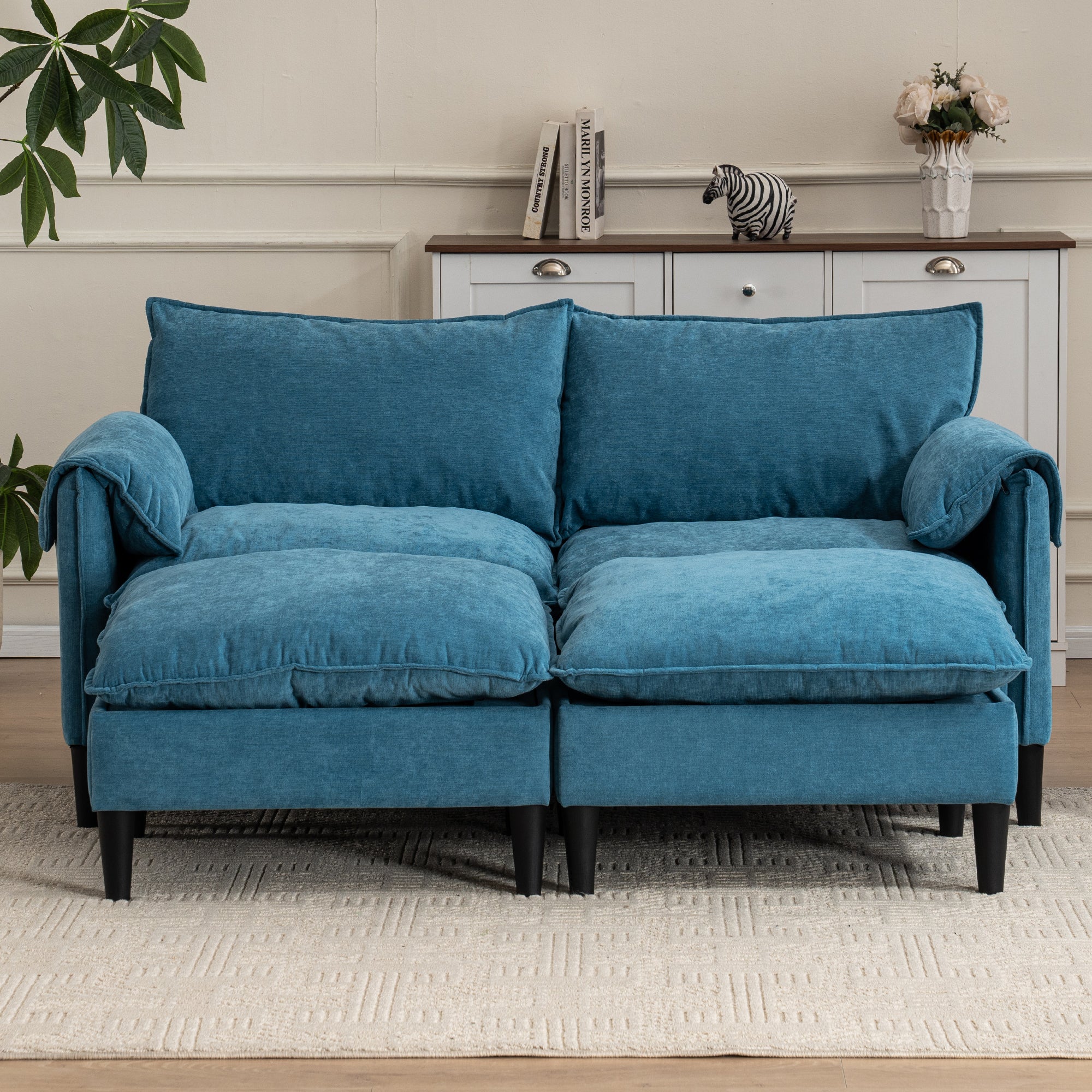 Belmont 2 Seaters Modern Fabric U Shaped Convertible Sofa With Storage