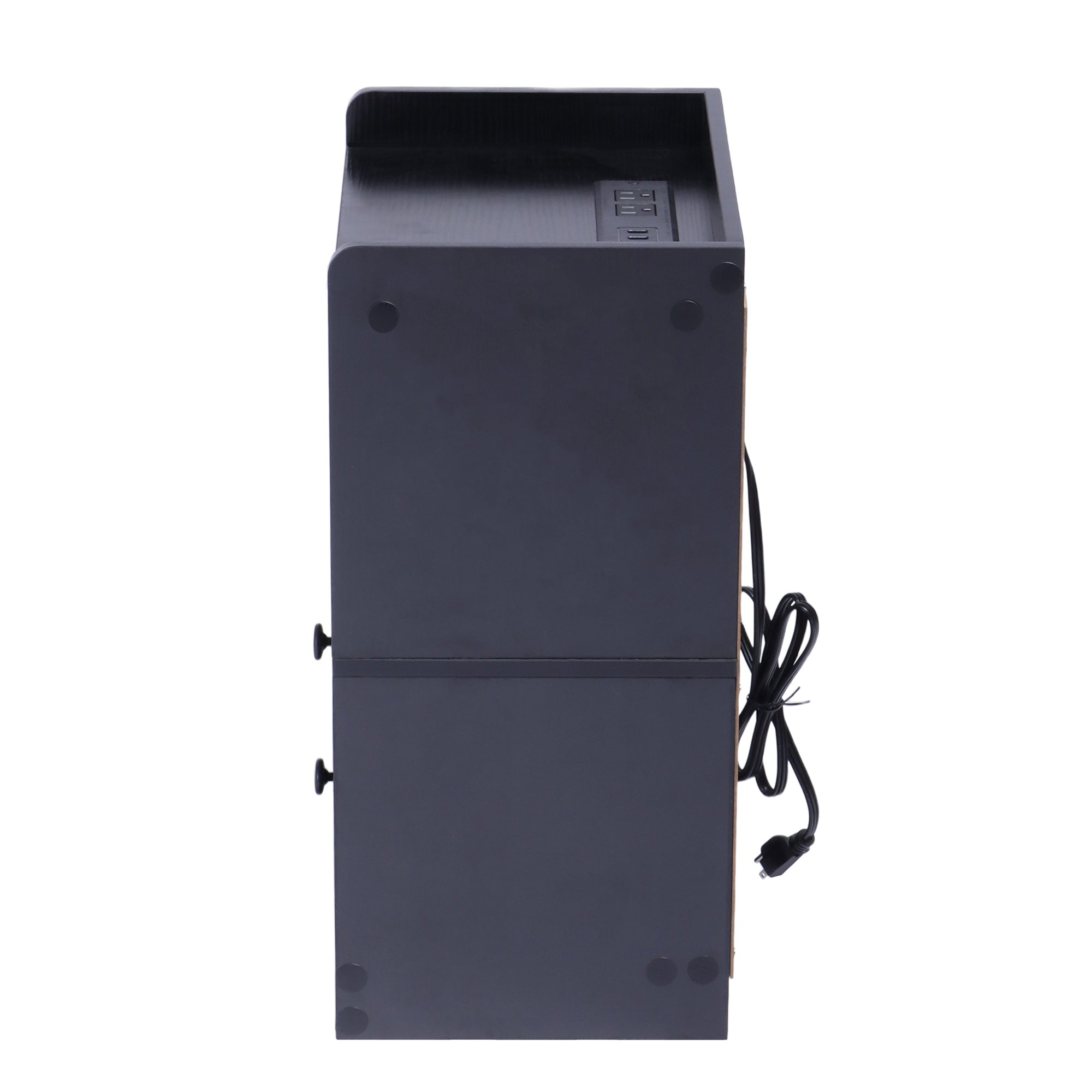 ORNN Nightstand with Charging Station, 2 Drawers, Open Shelf, Cable Port, Small Bedside Table, Black