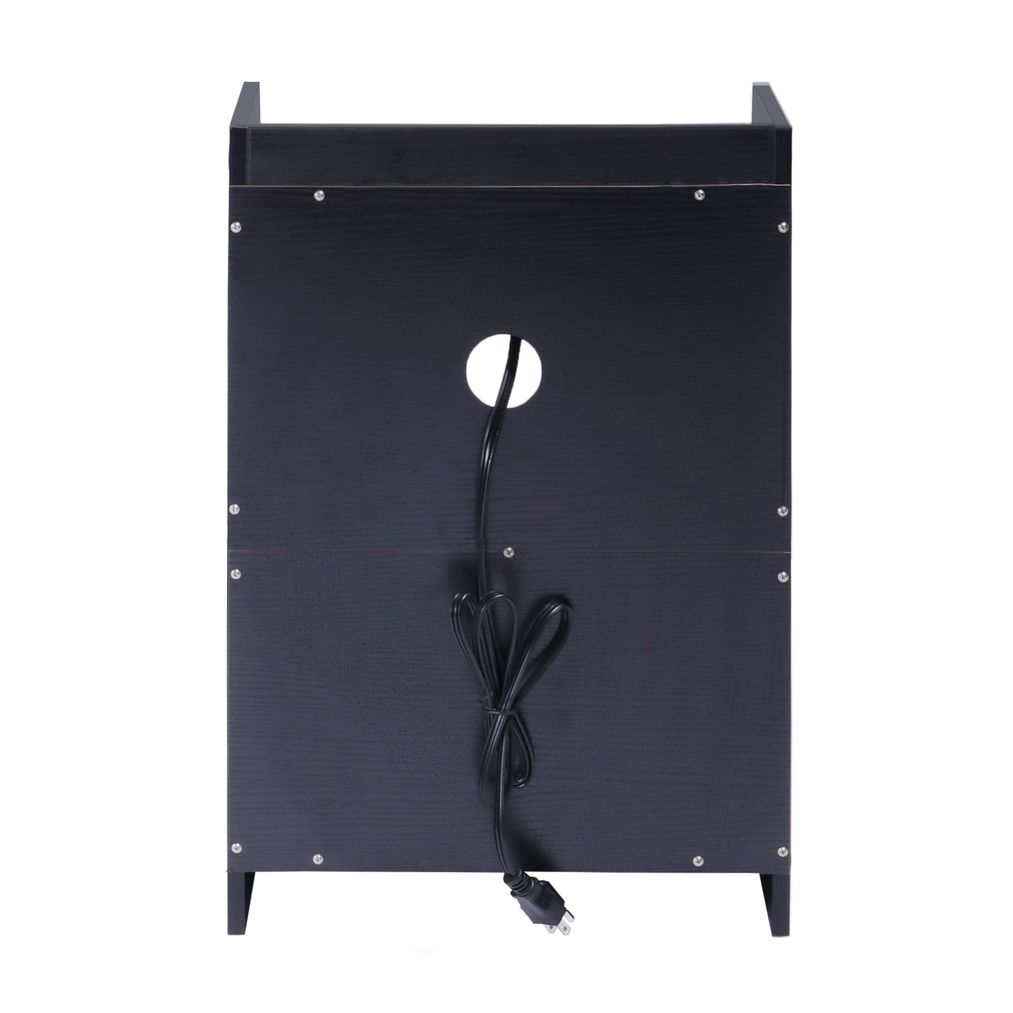 ORNN Nightstand with Charging Station, 2 Drawers, Open Shelf, Cable Port, Small Bedside Table, Black