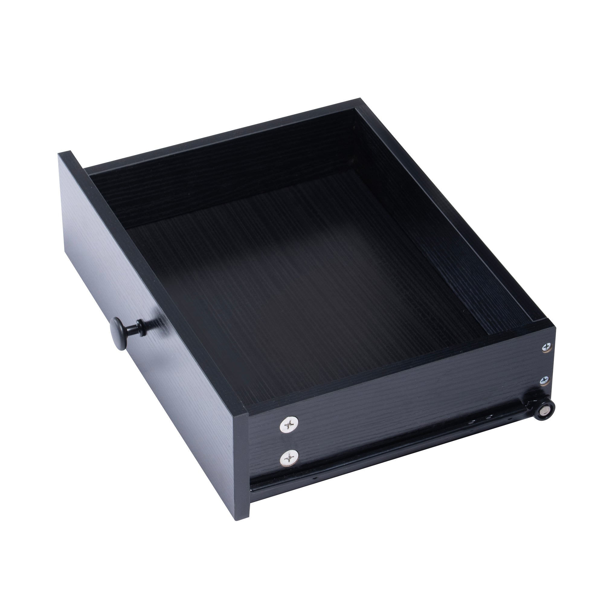ORNN Nightstand with Charging Station, 2 Drawers, Open Shelf, Cable Port, Small Bedside Table, Black