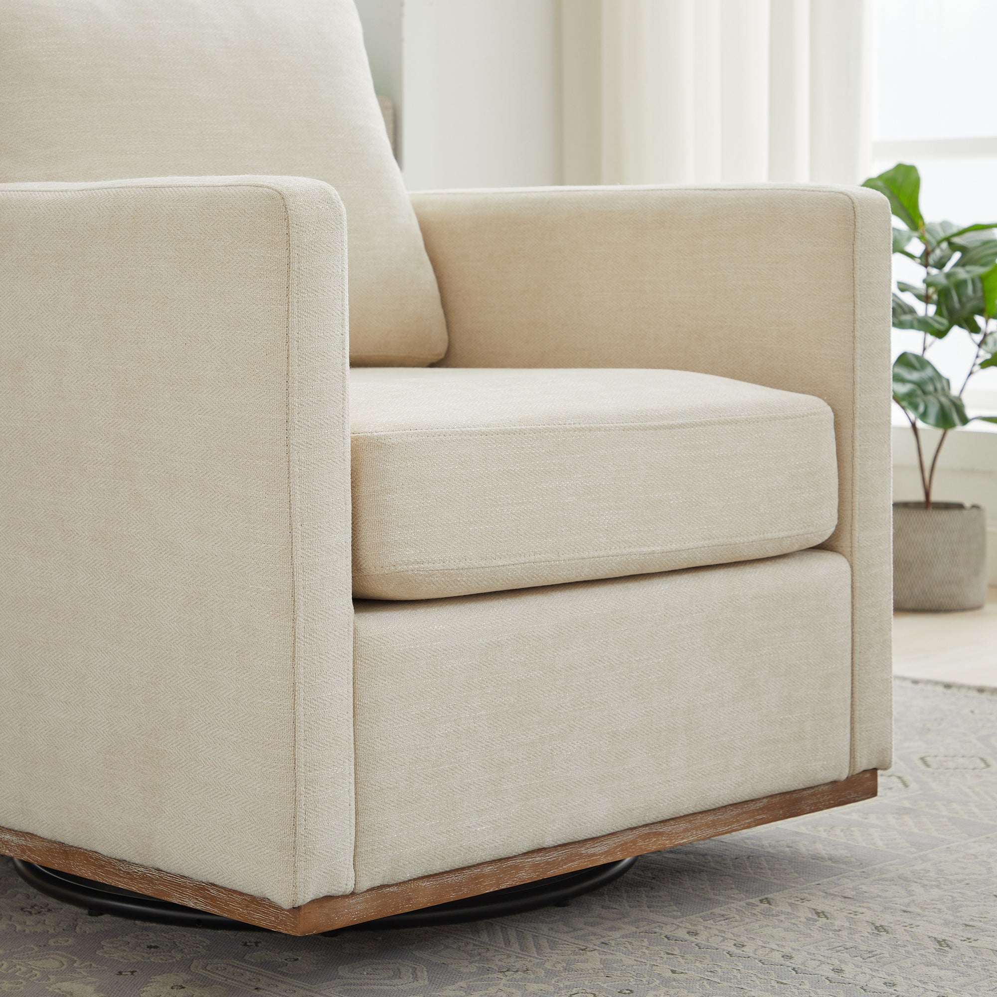 30.7"W Square Upholstered Swivel Accent Chair and Comfy Accent Single Sofa Chair, 360 Degree Club Chair