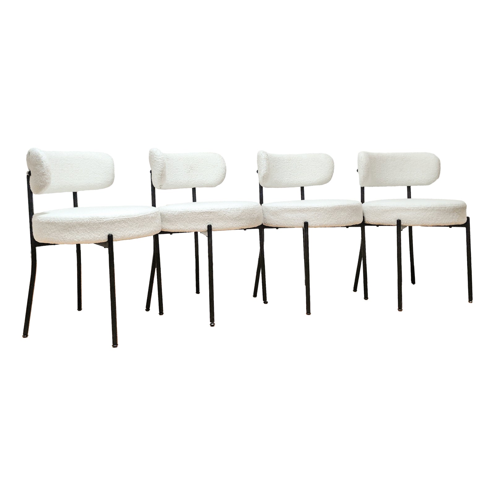 Thames Boucle Upholstered Rattan Dining Chair Set of 4