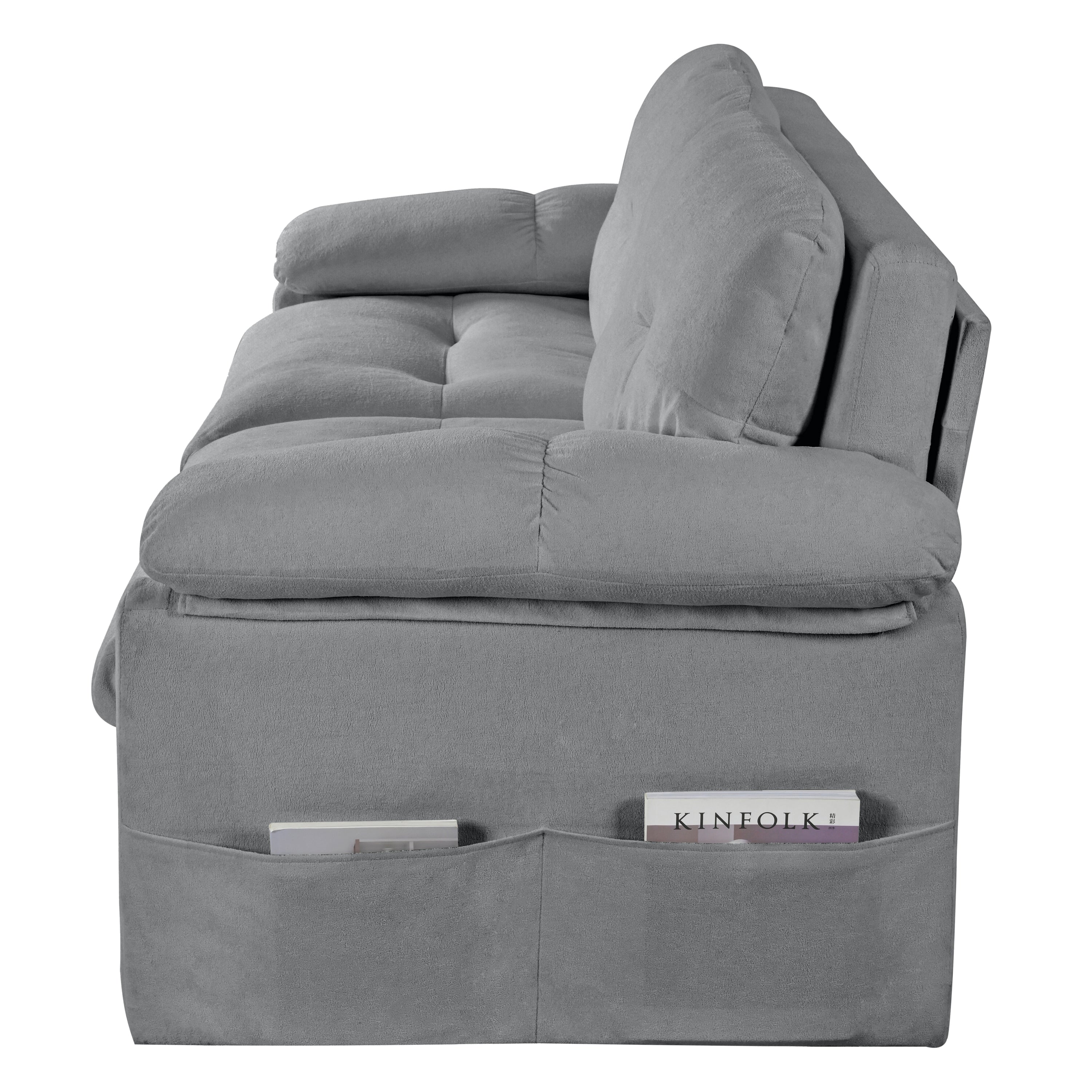 Camden 72" Modern Chenille Loveseat Sleeper Sofa Bed with Storage