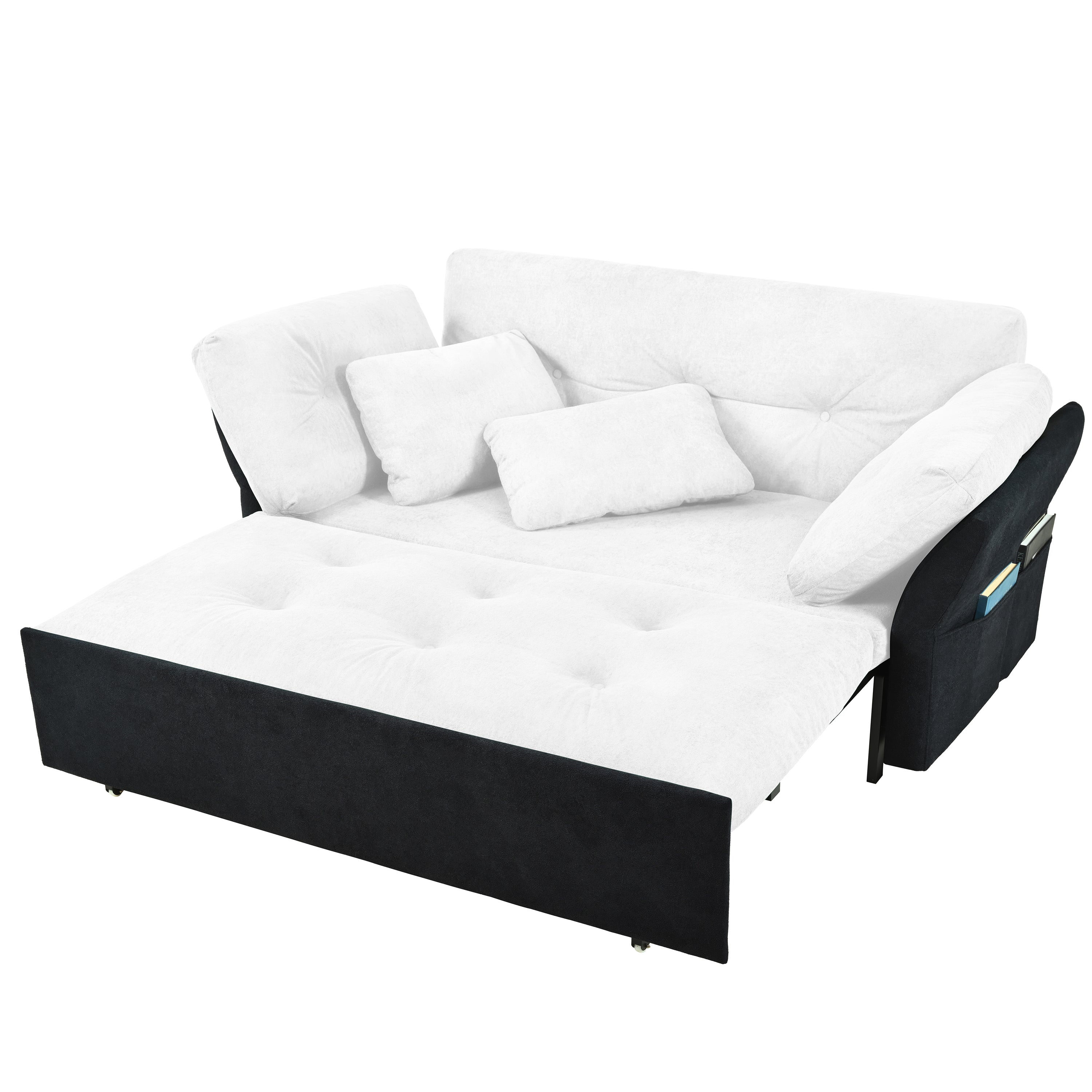 Chicago 74" Modern Chenille Loveseat Sleeper Sofa Bed with Storage