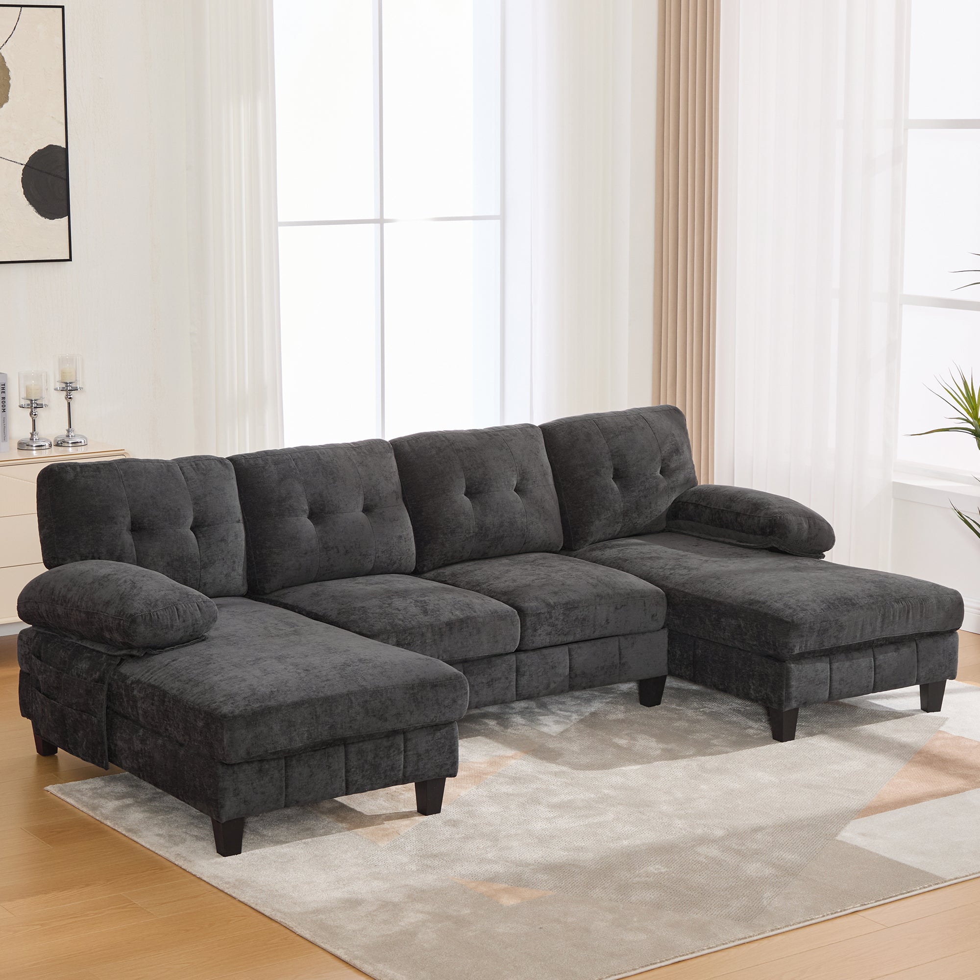 Florence 104" U-Shaped Sectional Sofa with Dual Storage Chaise