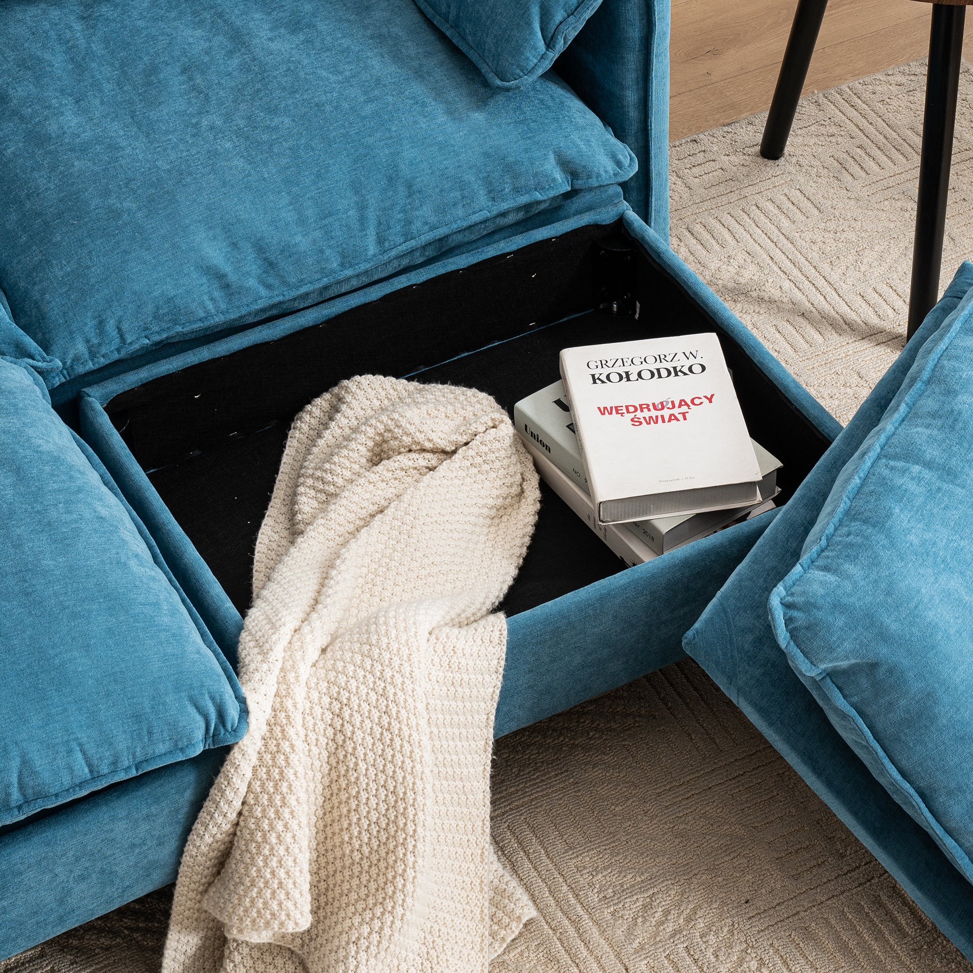 Belmont 2 Seaters Modern Fabric U Shaped Convertible Sofa With Storage