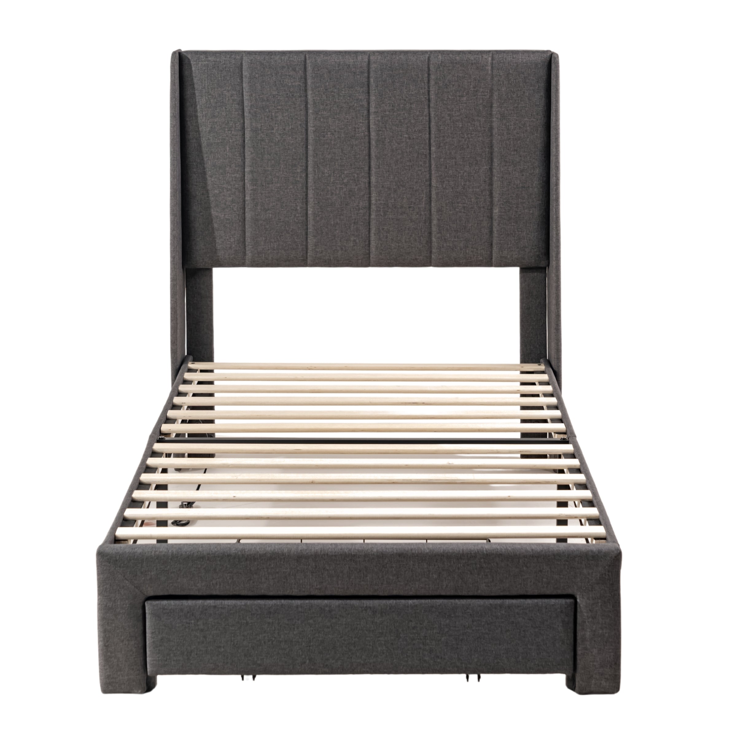 SUMMIT Upholstered Platform Bed with Wingback Headboard