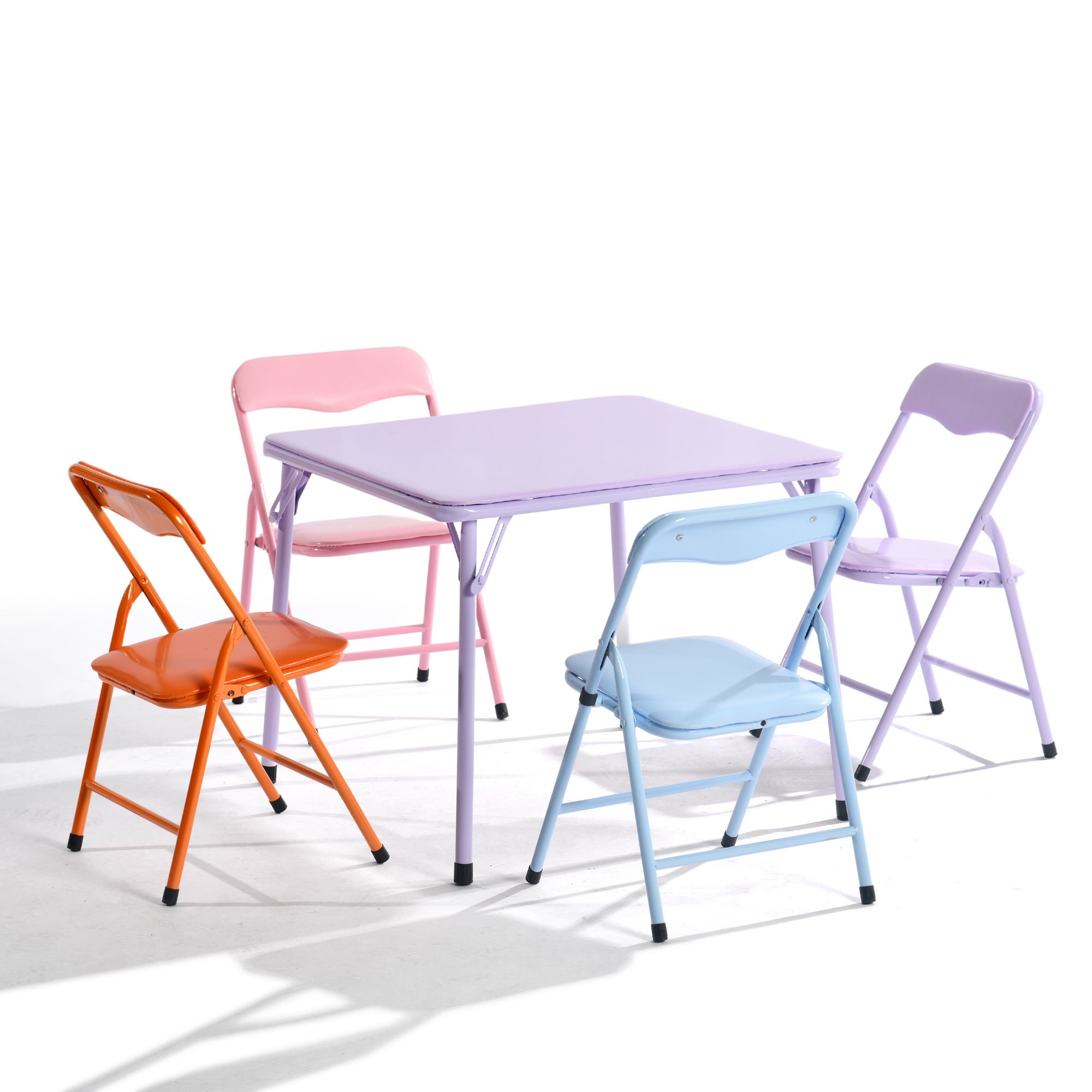 Page Multicolor Kids Folding Table and Chair Set, Set of 3 or 5