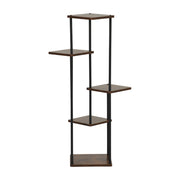 PLANN 5 Tier Plant Stand Rustic Brown Shelves Black Metal Frame Corner Display Tower for Living Room Bedroom Office