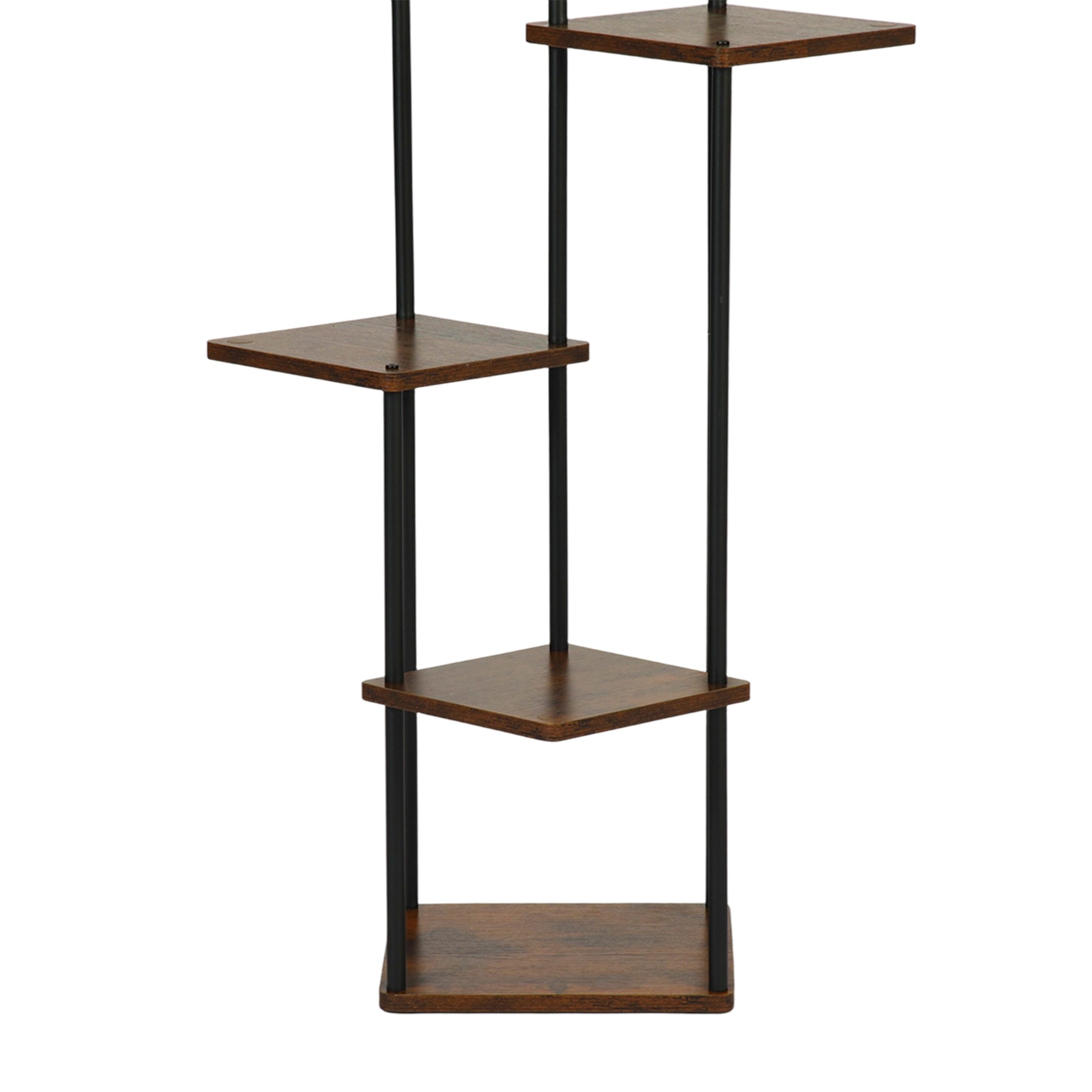 PLANN 5 Tier Plant Stand Rustic Brown Shelves Black Metal Frame Corner Display Tower for Living Room Bedroom Office