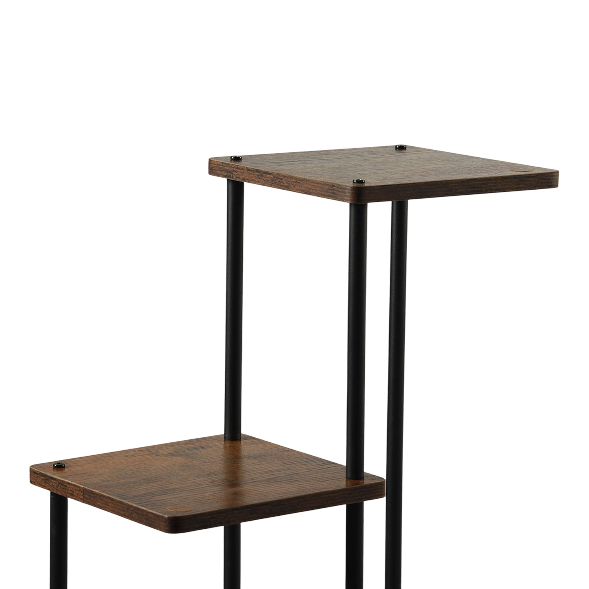 PLANN 5 Tier Plant Stand Rustic Brown Shelves Black Metal Frame Corner Display Tower for Living Room Bedroom Office