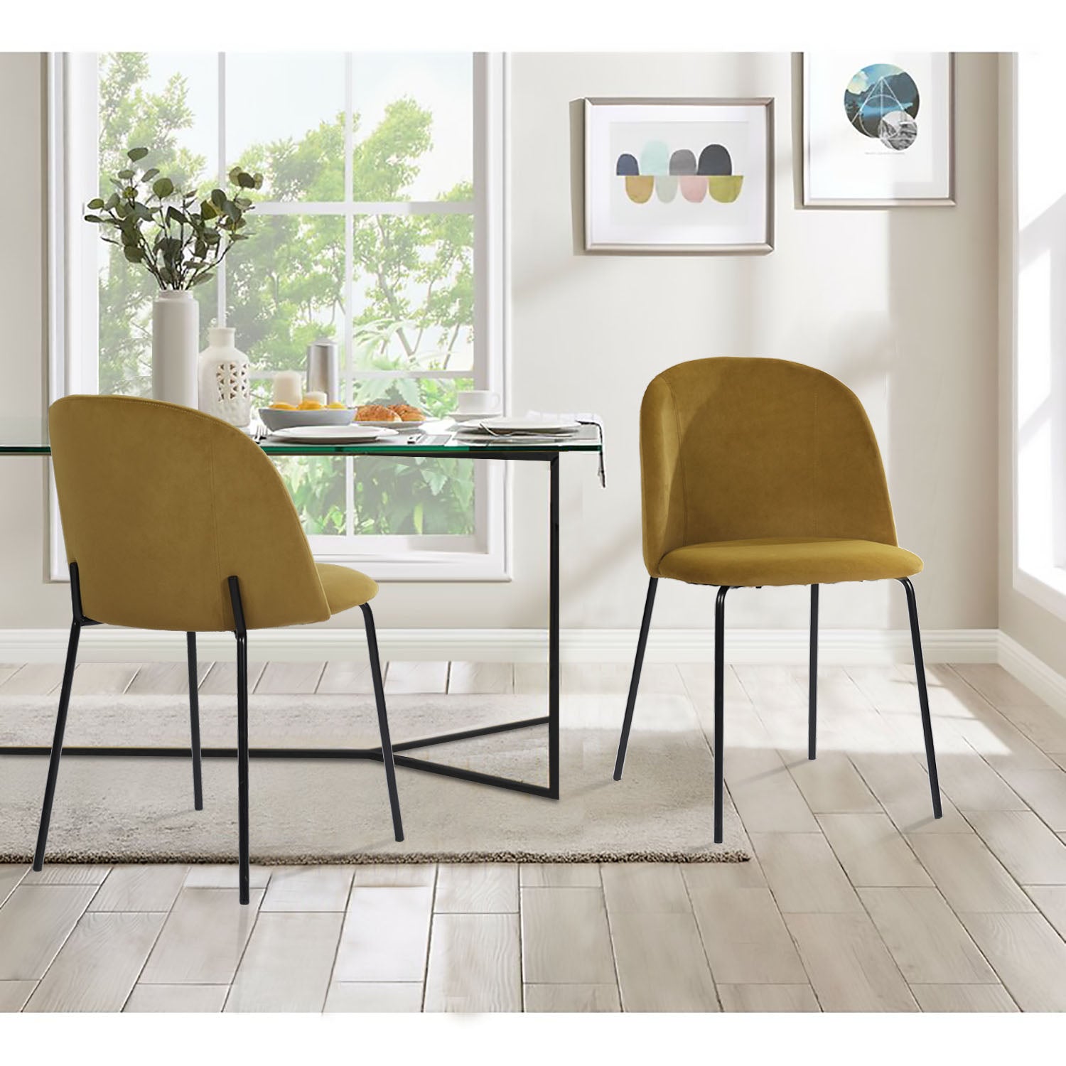 PUZZLE Modern Fabric Dining Chairs(Set of 2)- HomyCasa - HomyCasa