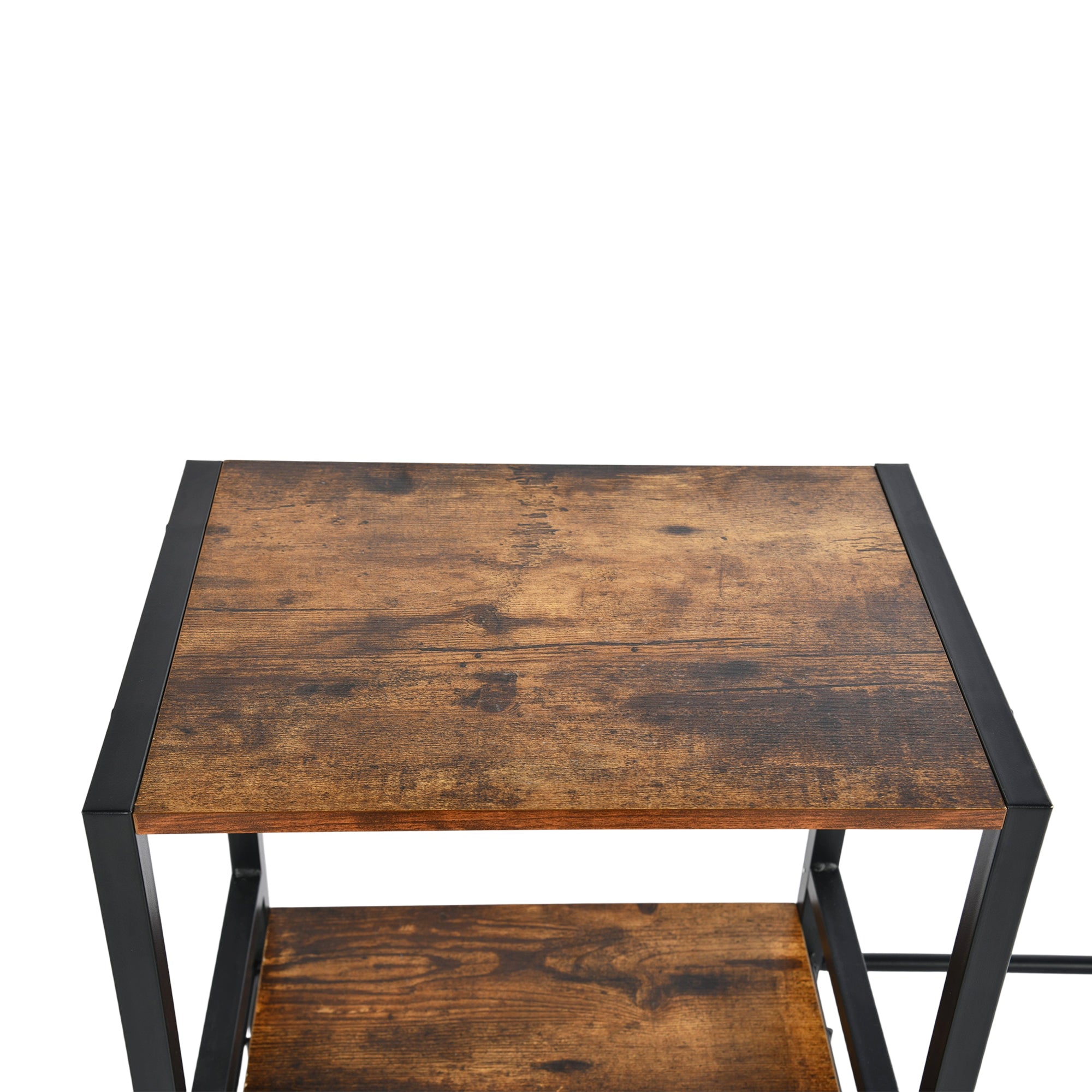 ROKER 3-Tier Bar Storage Shelf with Side Wine Rack, 31.5" Industrial Display Stand, Rustic Brown Wood Look and Black Metal for Kitchen, Dining, Living Room