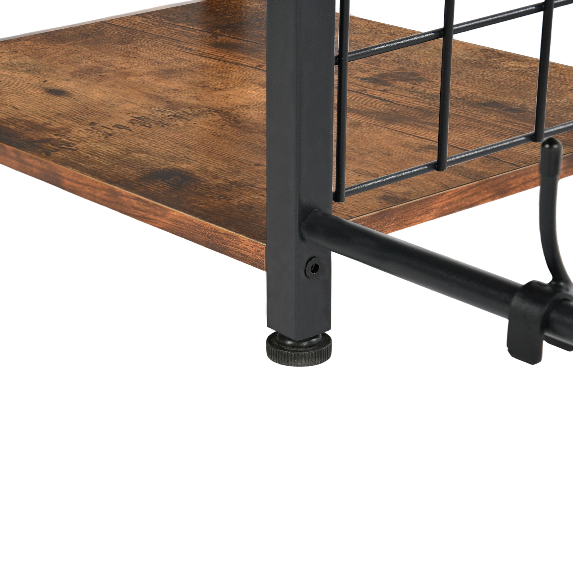 ROKER 3-Tier Bar Storage Shelf with Side Wine Rack, 31.5" Industrial Display Stand, Rustic Brown Wood Look and Black Metal for Kitchen, Dining, Living Room