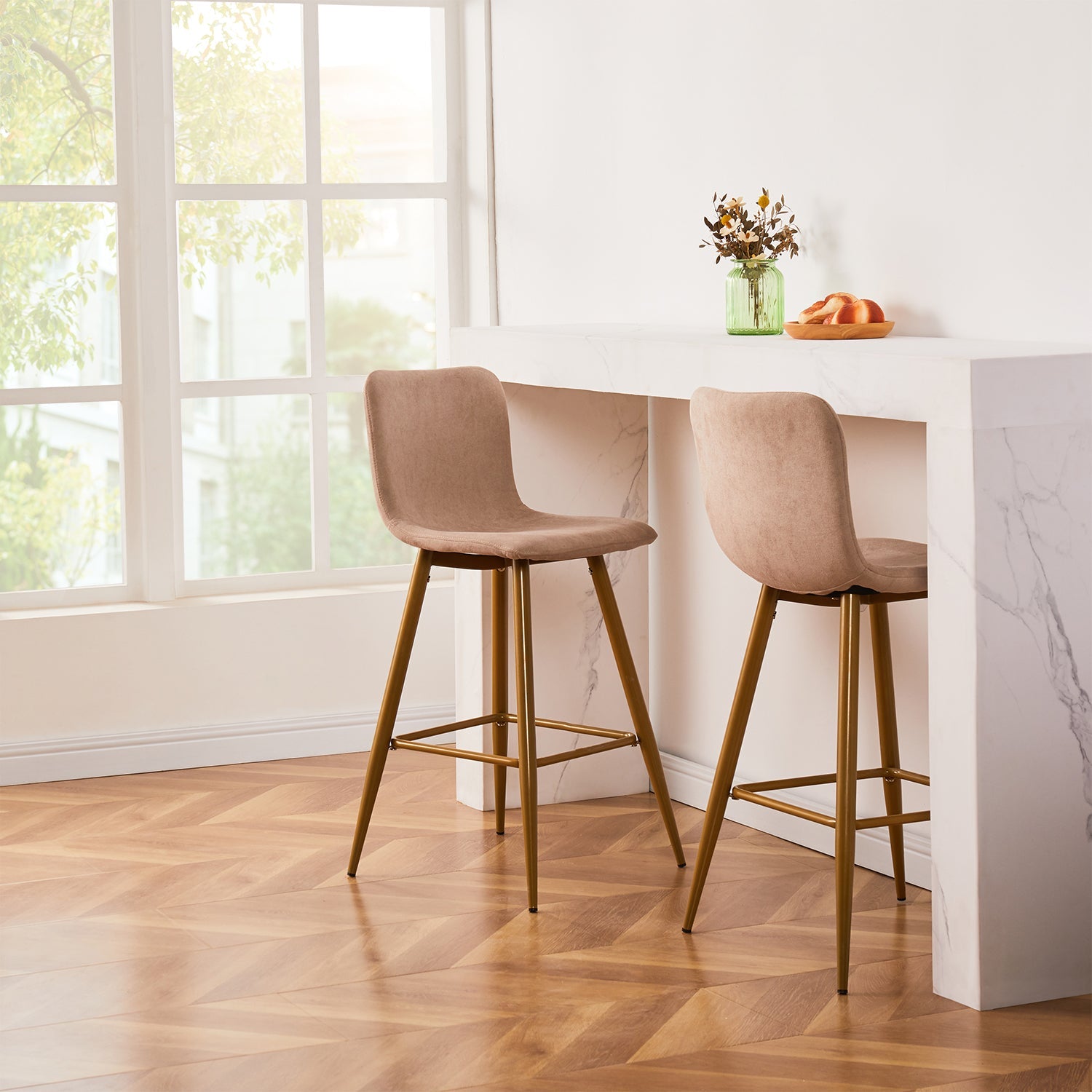 Scargill Upholstered Counter Height Bar Stools Set of 2 with Back-HOMY CASA