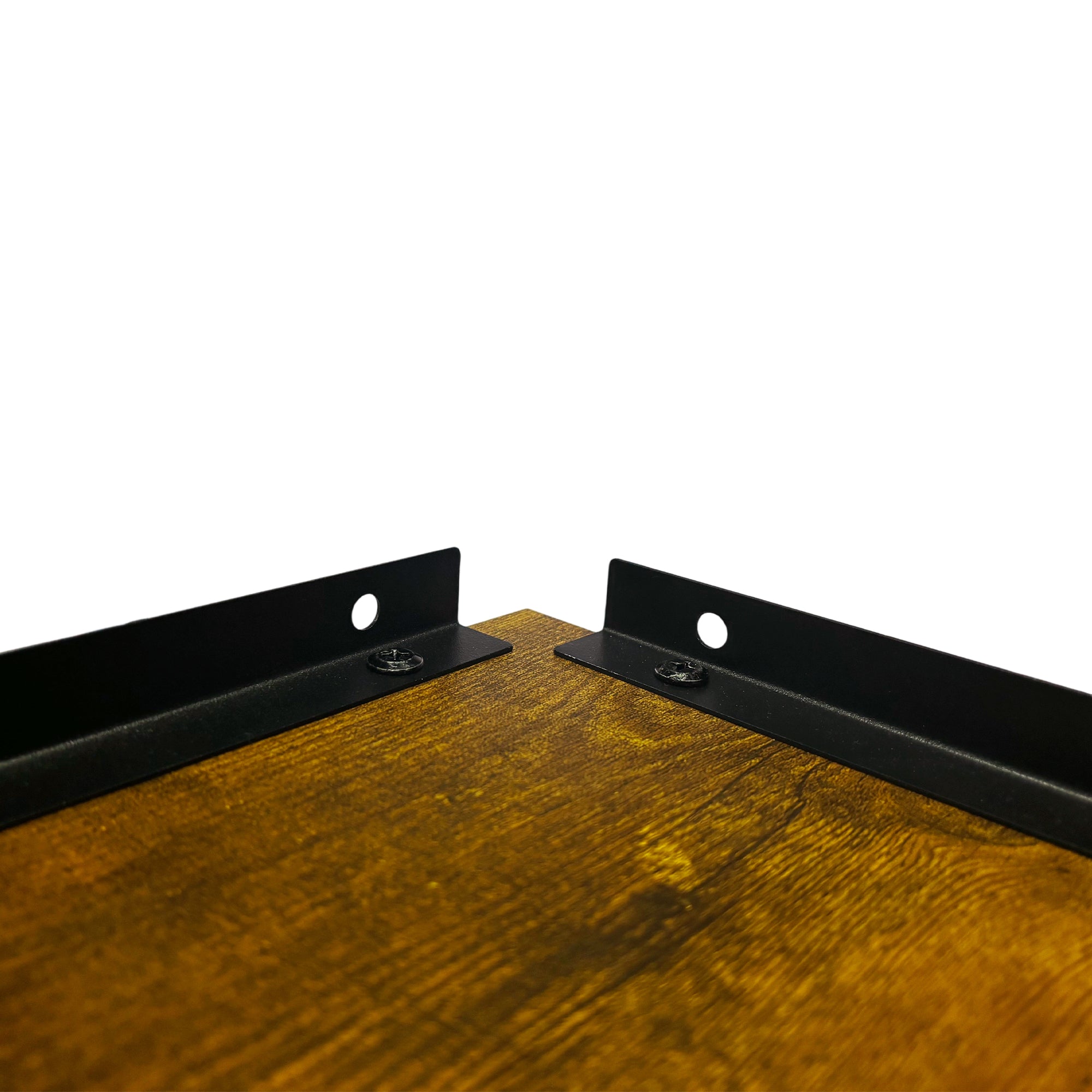 SCOUNT Corner Floating Shelves Set of 4 Rustic Brown Wall Shelves with Black Metal Brackets for Bathroom Bedroom Kitchen