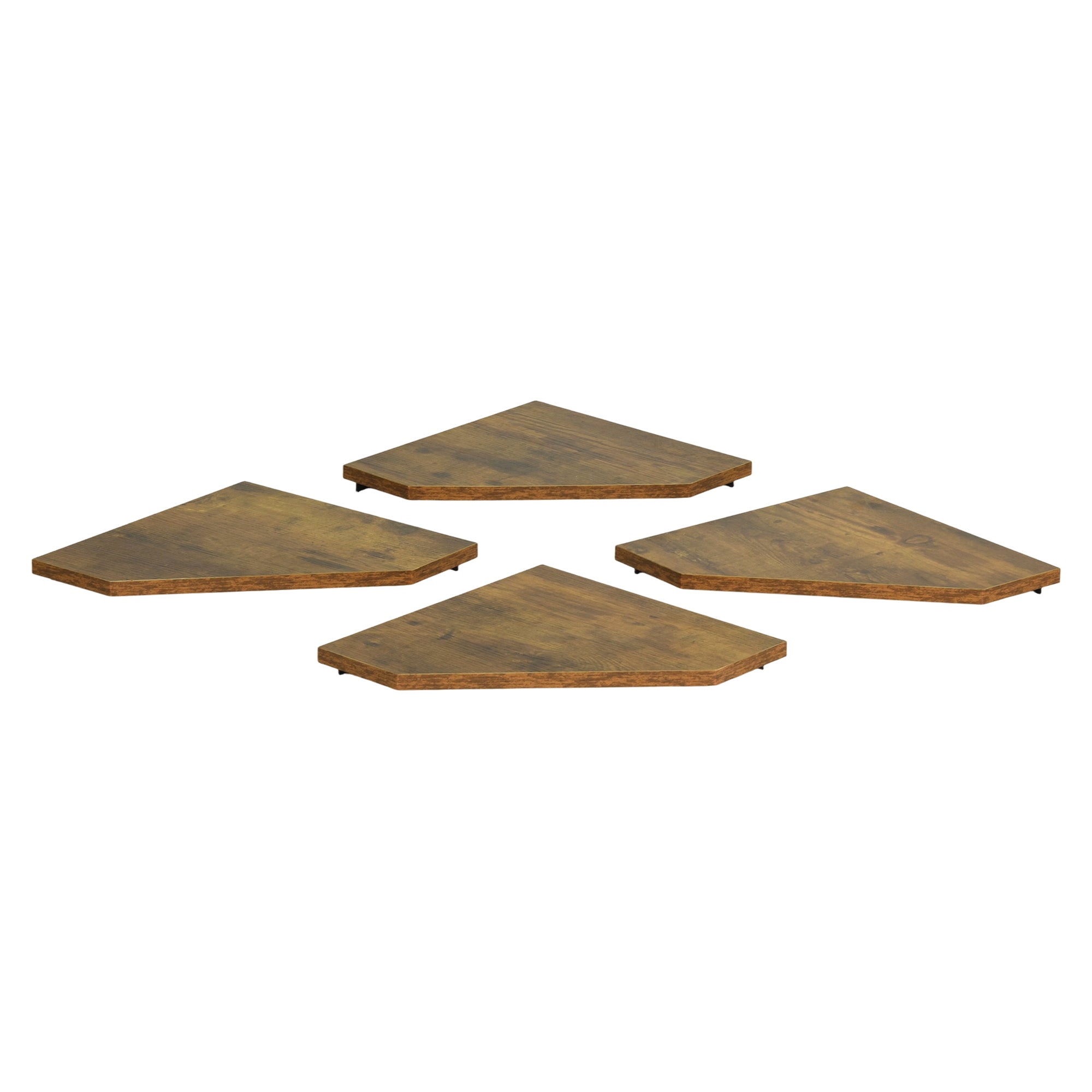 SCOUNT Corner Floating Shelves Set of 4 Rustic Brown Wall Shelves with Black Metal Brackets for Bathroom Bedroom Kitchen
