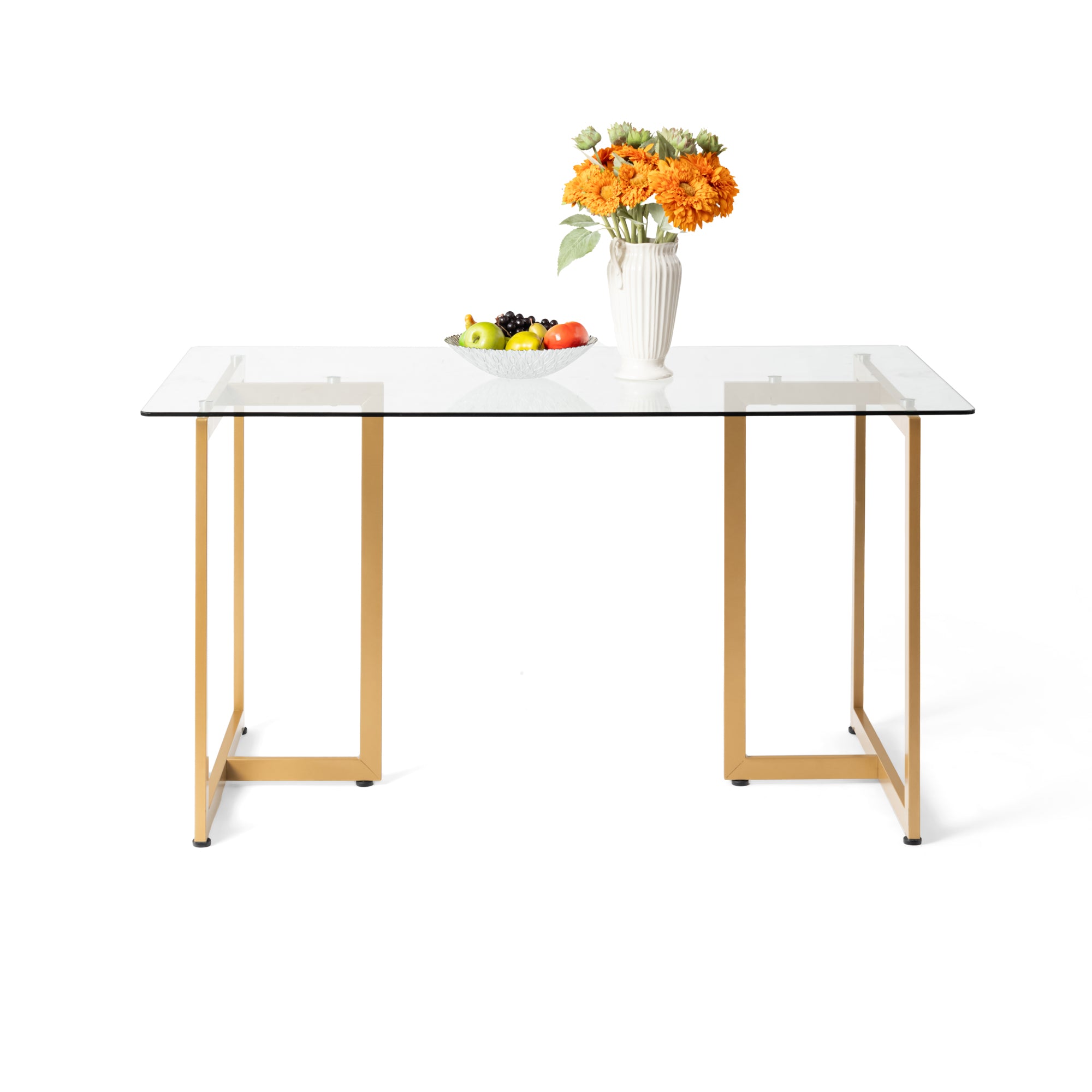 Slip Rectangular Tempered Glass Dining Table